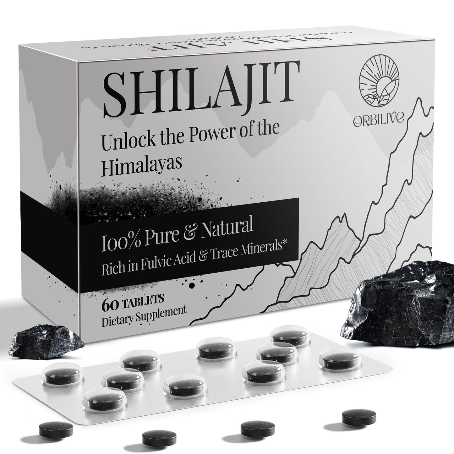 ORBILIVE Shilajit Tablets 1000 mg, 60 Count