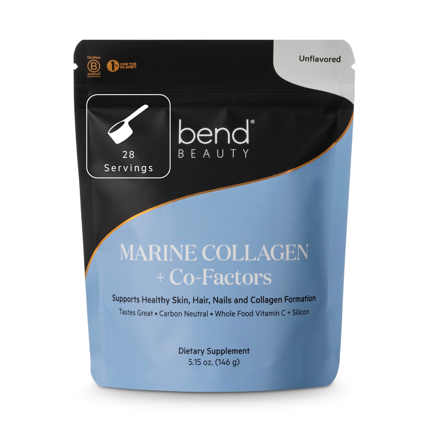 Bend Marine Collagen + Co-Factors Unflavored Collagen Powder Hydrolyzed Collagen Supplement Fish Collagen Peptides + Silicon + Vitamin C Supports Healthy Skin, Hair and Nails, Powder 28