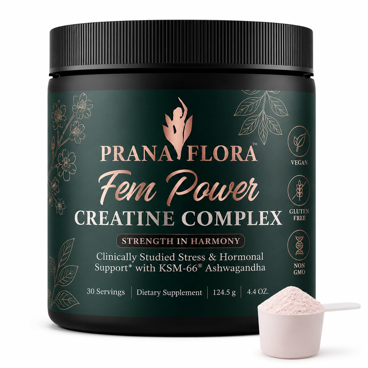 Prana Flora FemPower Creatine for Women with KSM-66 Powder, 4.4 Ounce