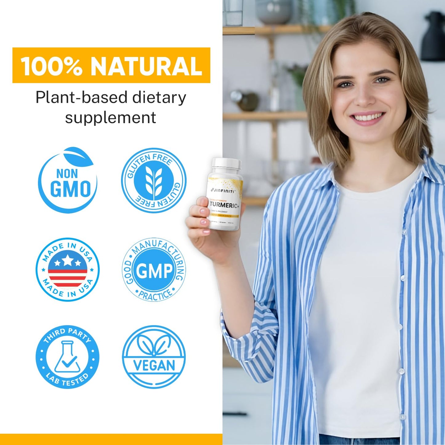 Jinfiniti Turmeric Curcumin+ Joint Support Capsules, 90 Count