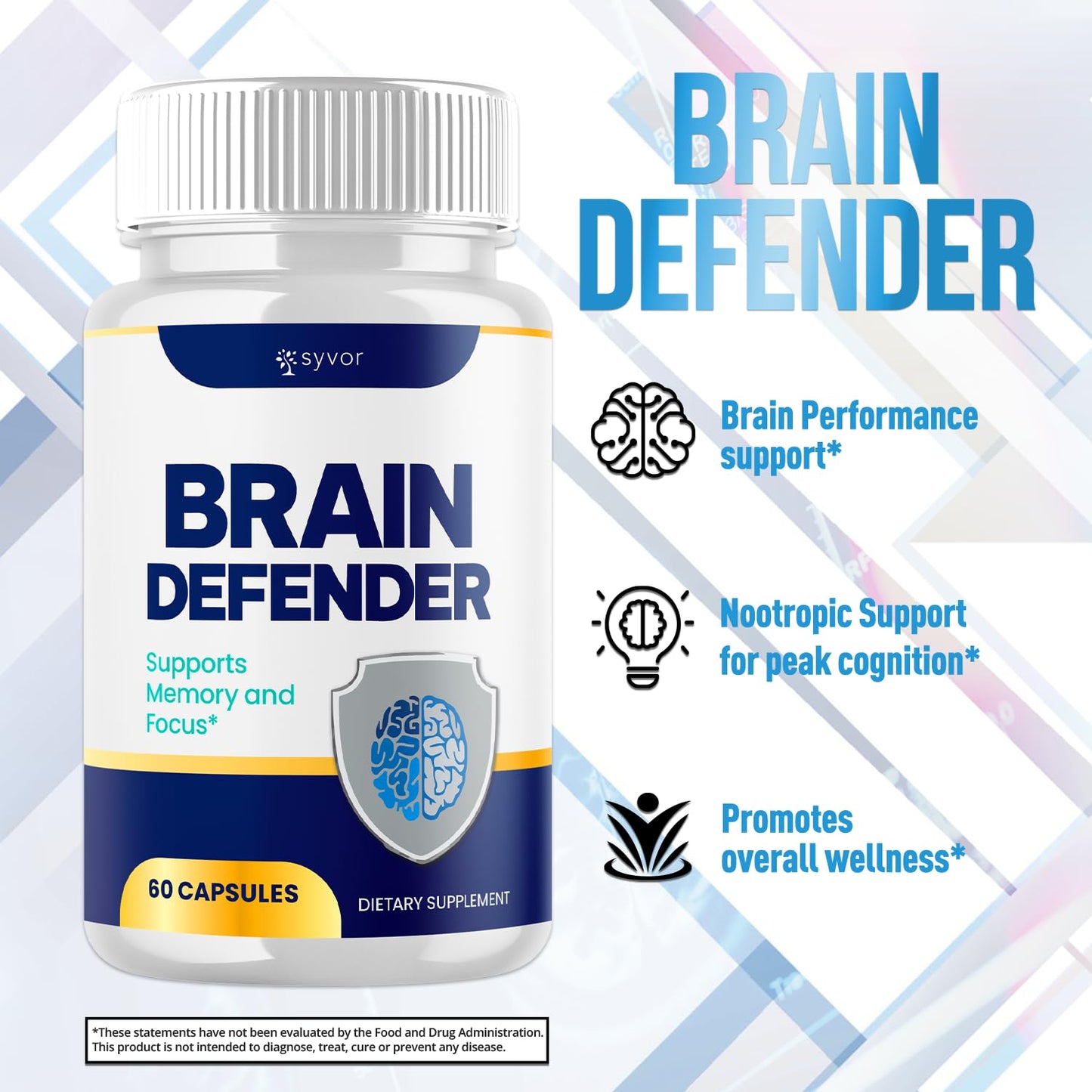 Syvor Brain Defender Advanced Formula Nootropic Capsules, 120 Capsules