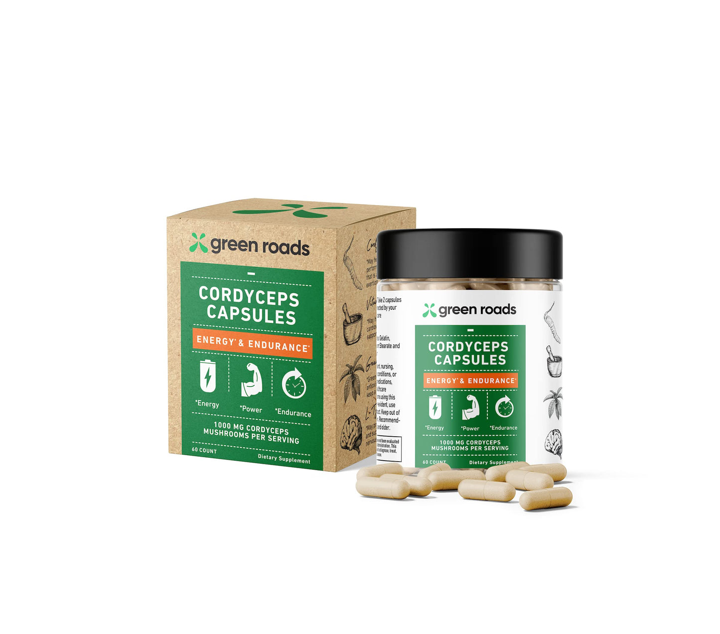 Green Roads Cordyceps Energy & Endurance Mushroom Capsule 1 Count