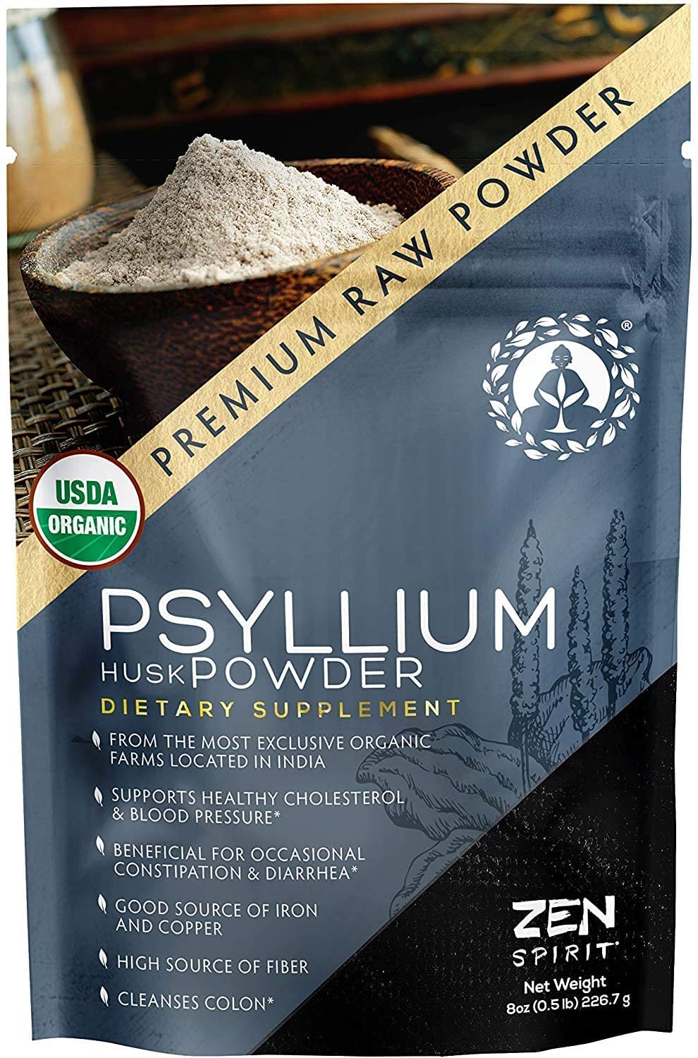 Zen Spirit Organic Psyllium Husk Powder, 8 Ounce
