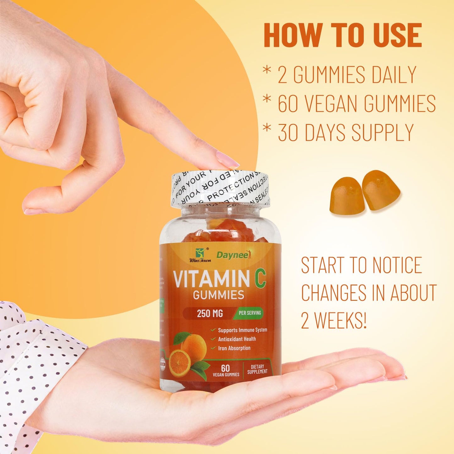Wins Town Vitamin C Gummies 250mg, 60 Count