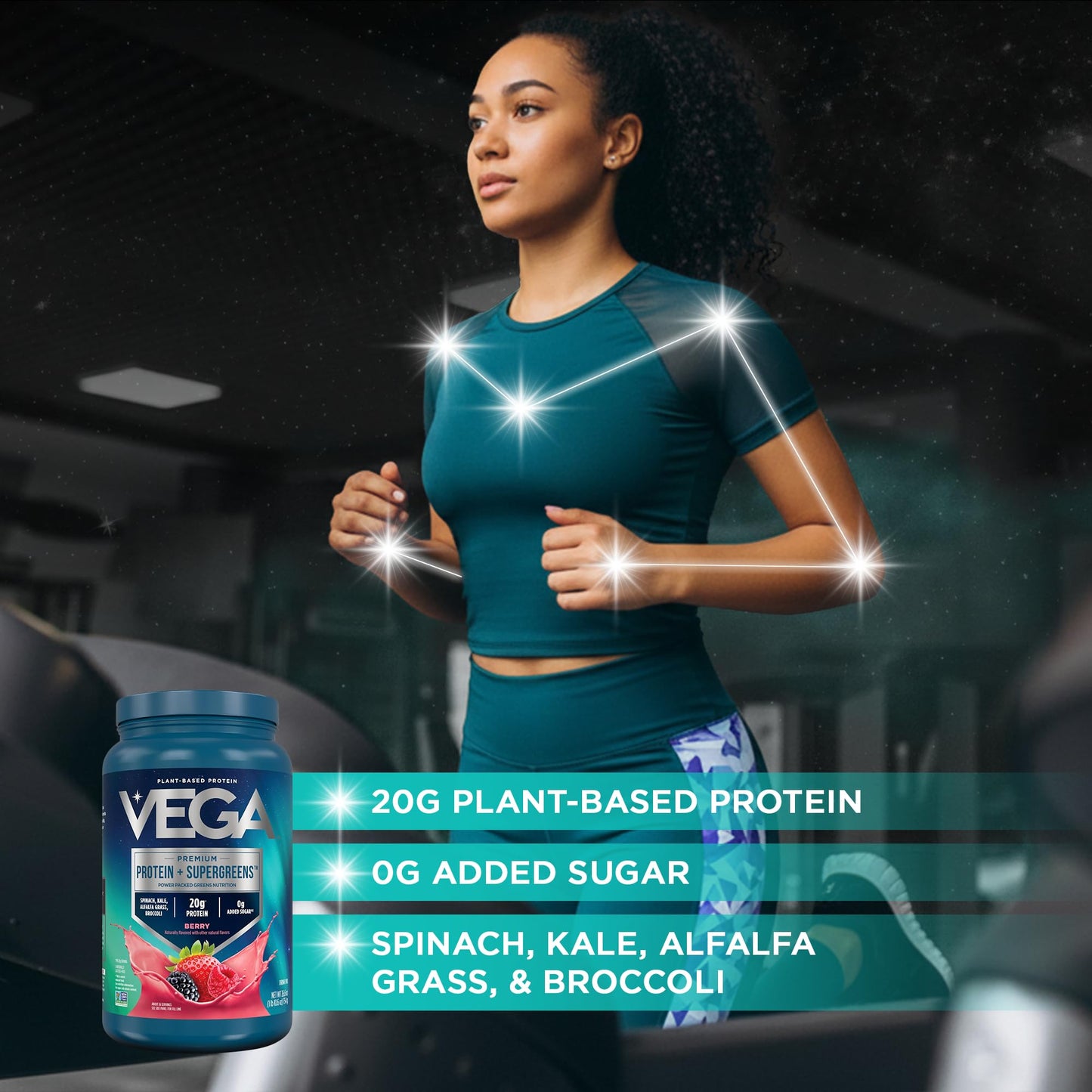 Vega Premium Protein + Supergreens Berry Powder, 26.6 oz