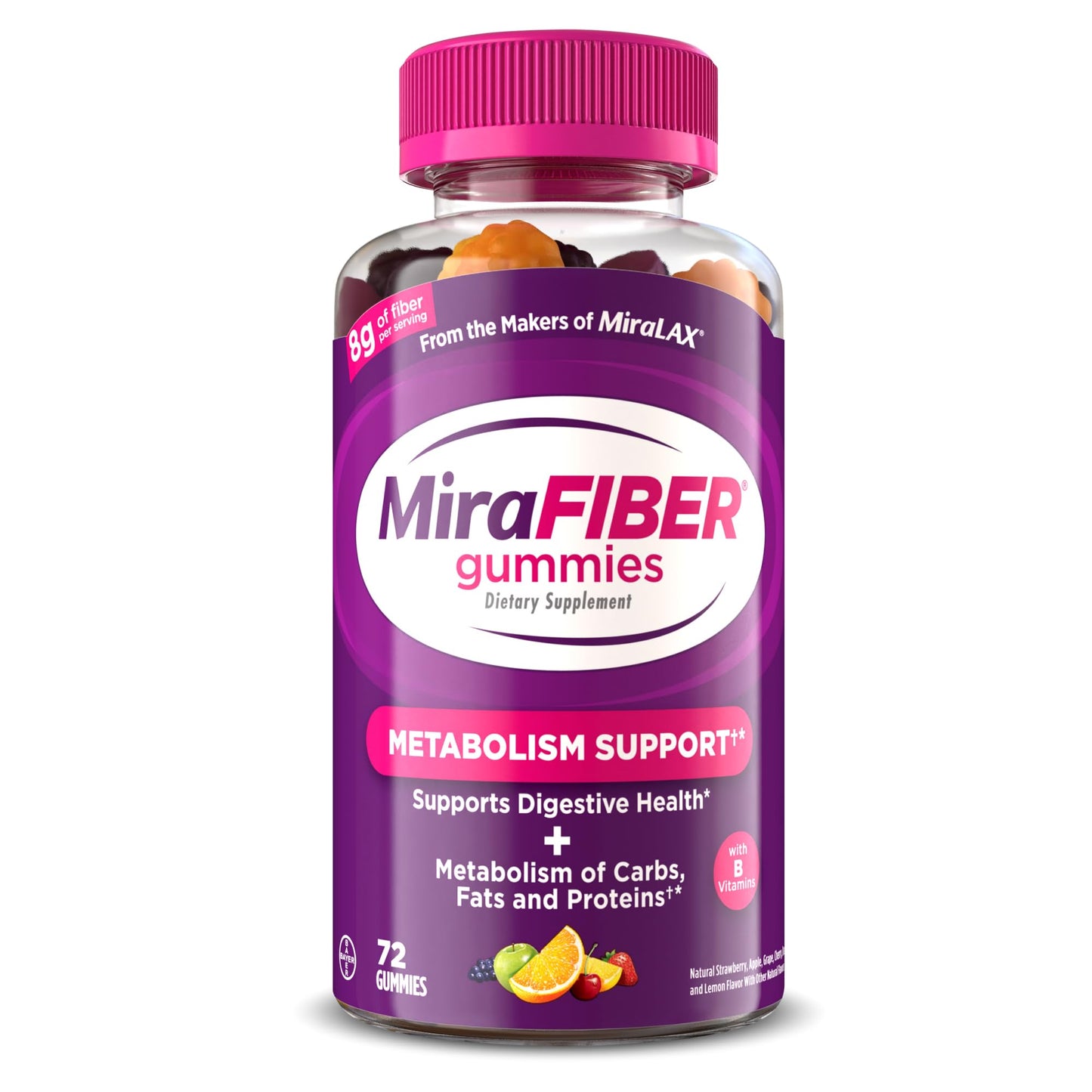 MiraLAX MiraFIBER Gummies, 72 Count