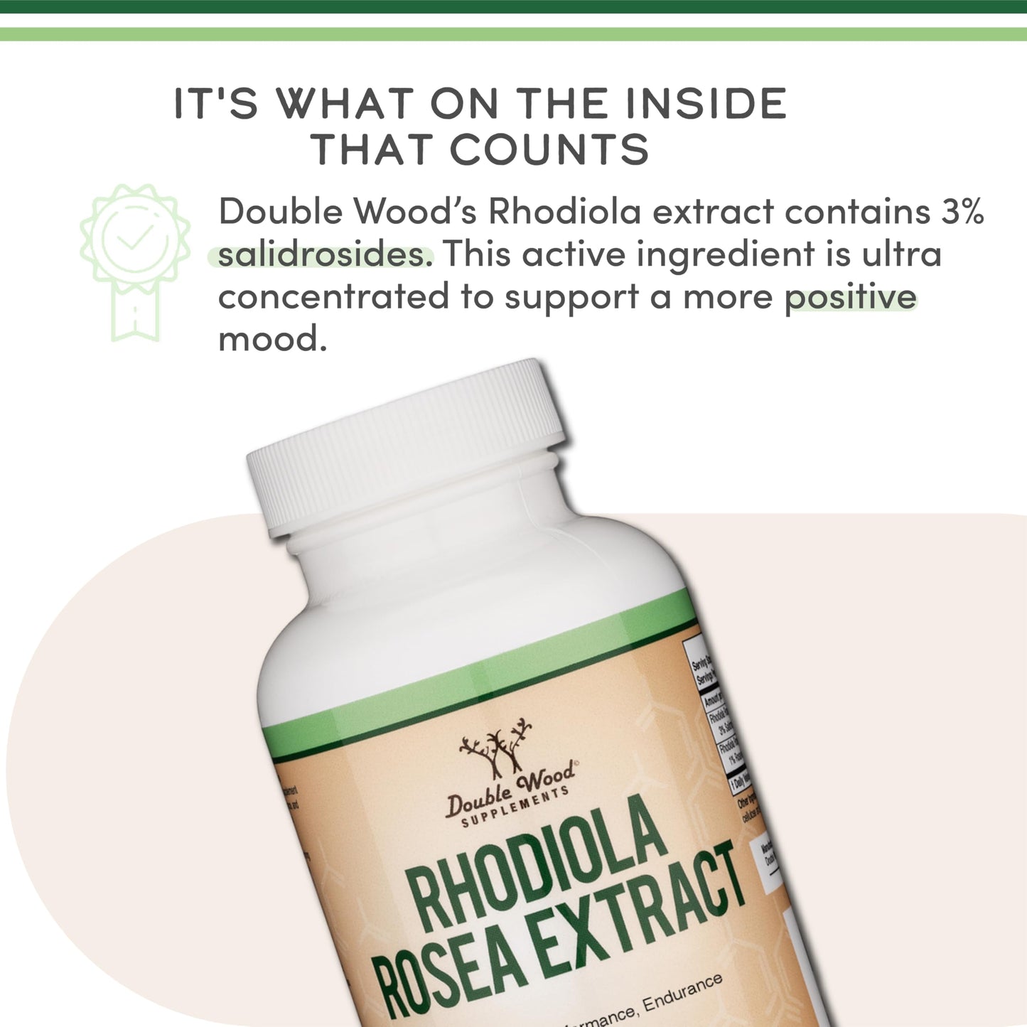 Double Wood Supplements Rhodiola Rosea Supplement 500mg Capsules 120 Count