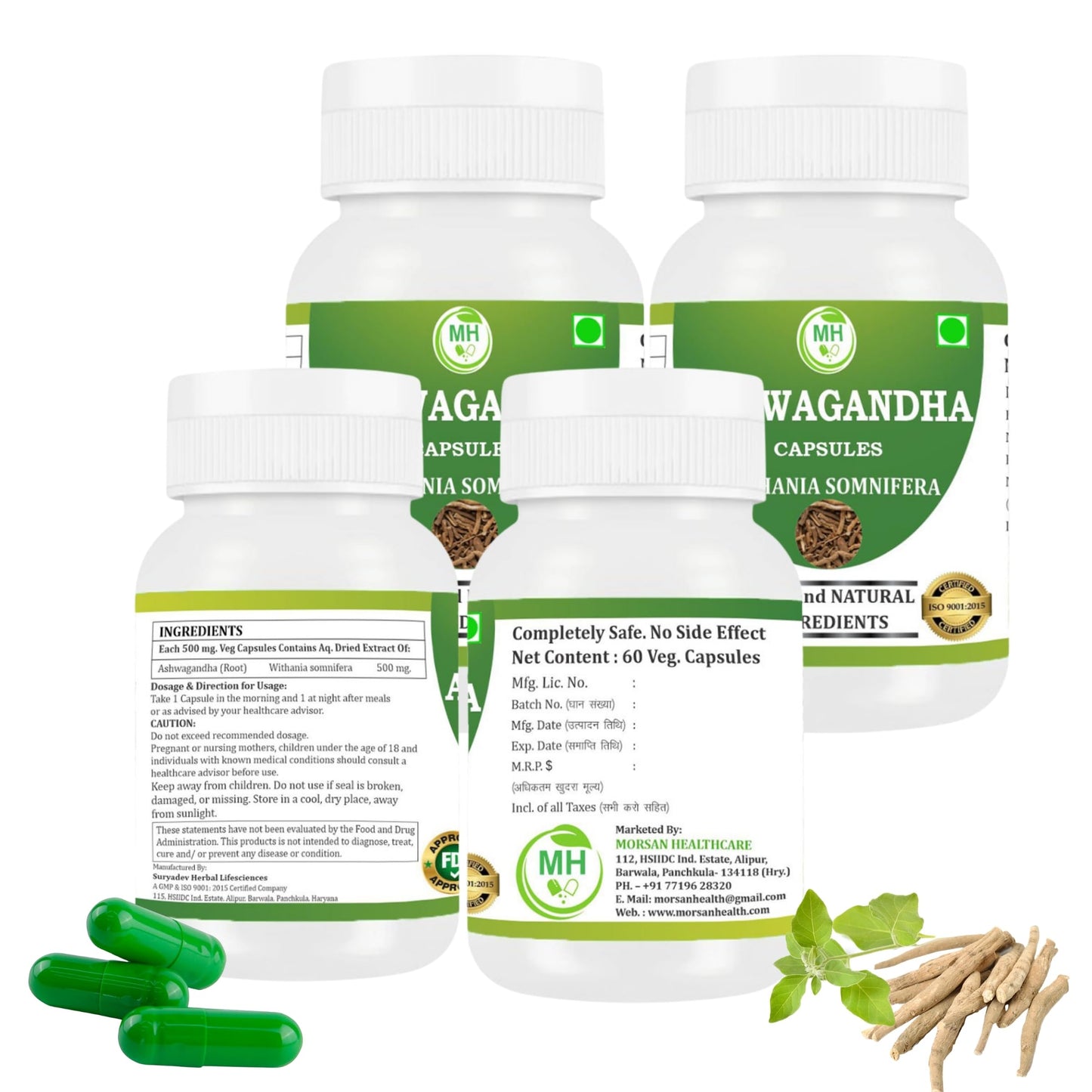 Morsan Healthcare Ashwagandha 500mg Capsules, 240 Capsules