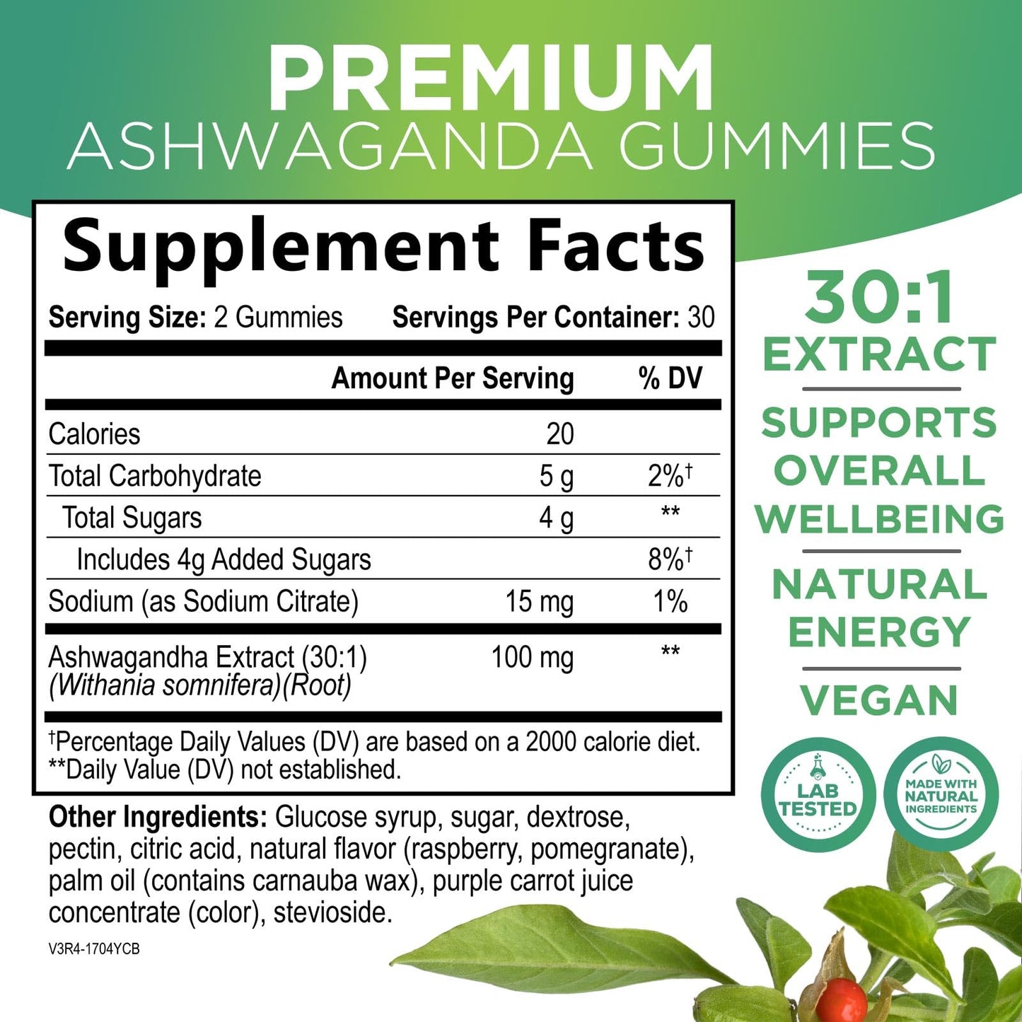 Nature's Nutrition Ashwagandha Gummies, 60 Count
