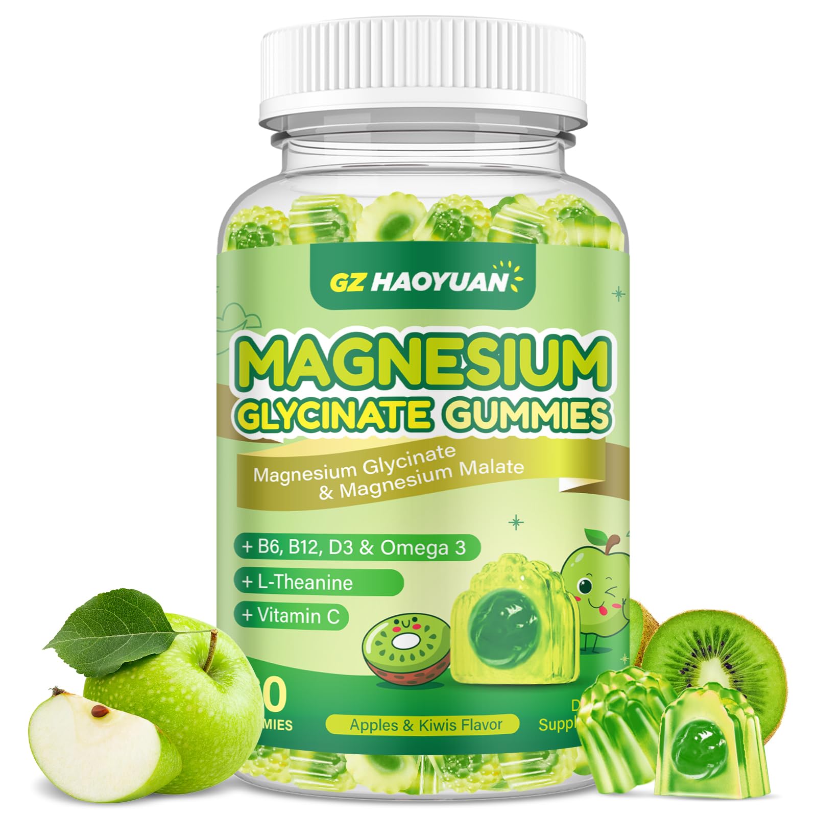 GZ HAOYUAN Magnesium Glycinate Gummies, 60 Count