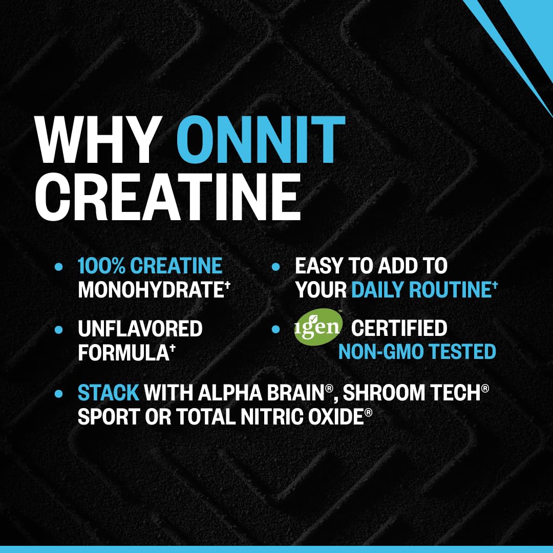ONNIT Creatine Monohydrate Powder 5g, Unflavored, 90 Servings