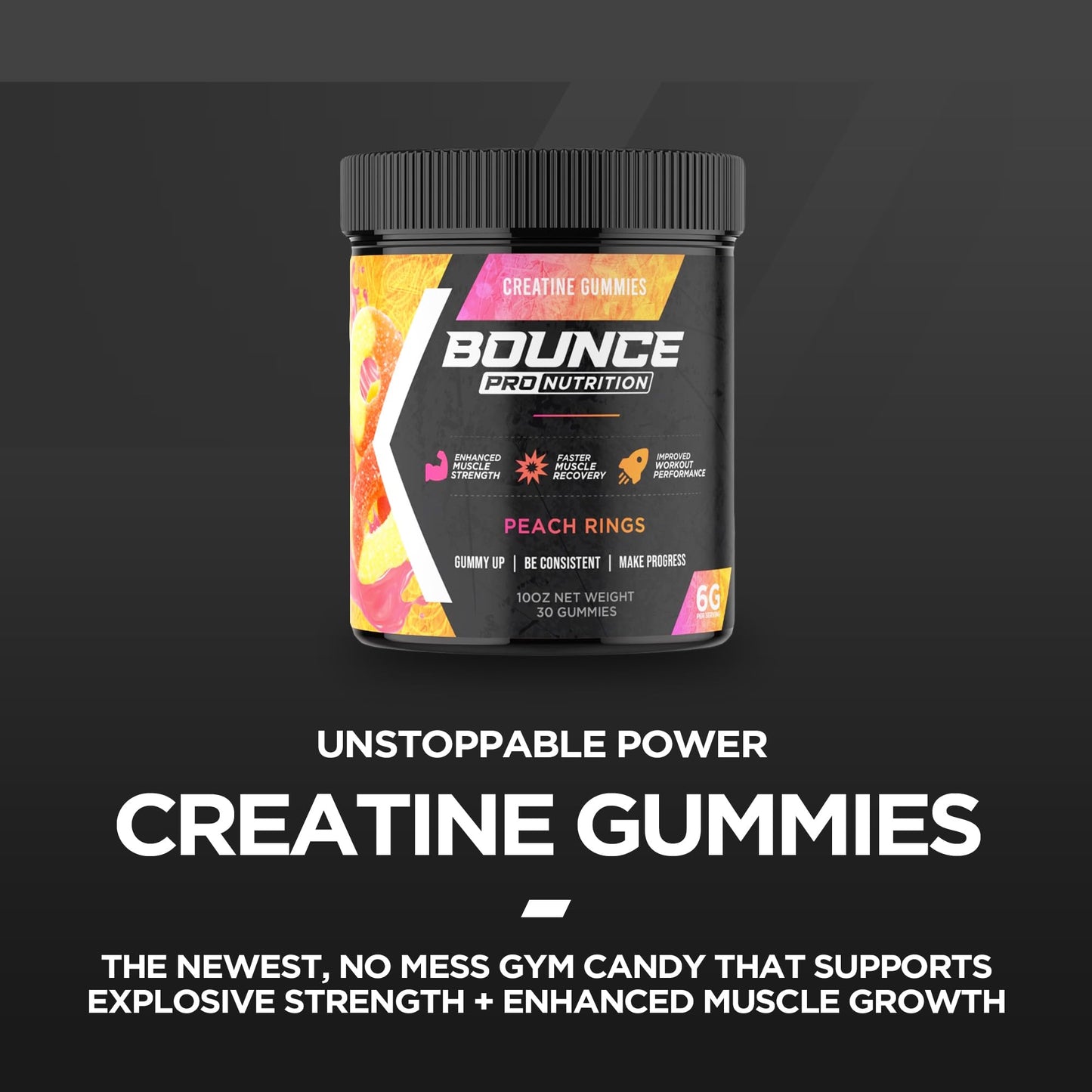 Bounce Pro Creatine Monohydrate Gummies, 30 Count