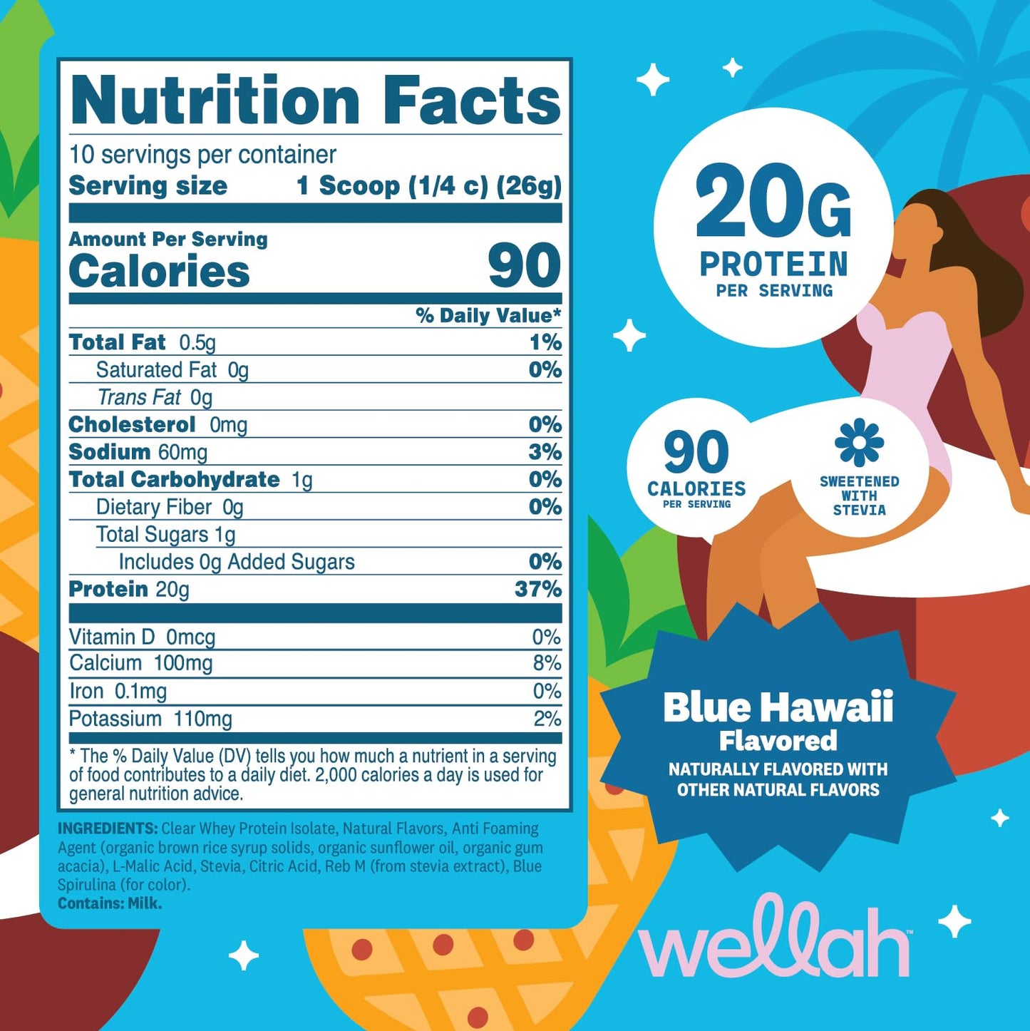 Wellah Clear Whey Protein Isolate Powder 9.2 Ounce