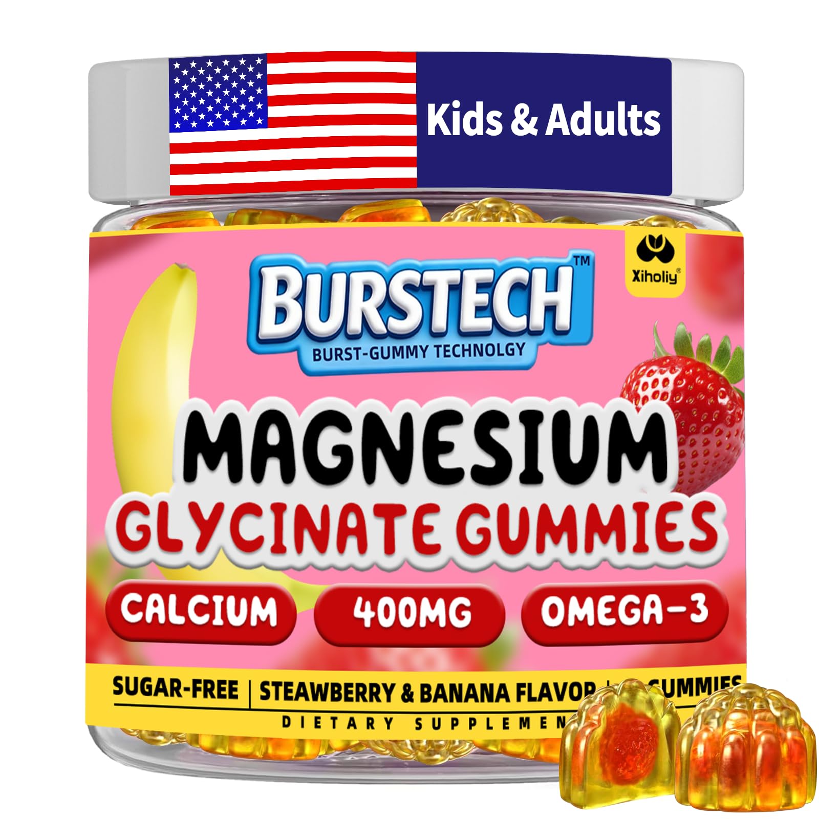 XIHOLIY Magnesium Glycinate Gummies 400mg, Gummy, 60 Count