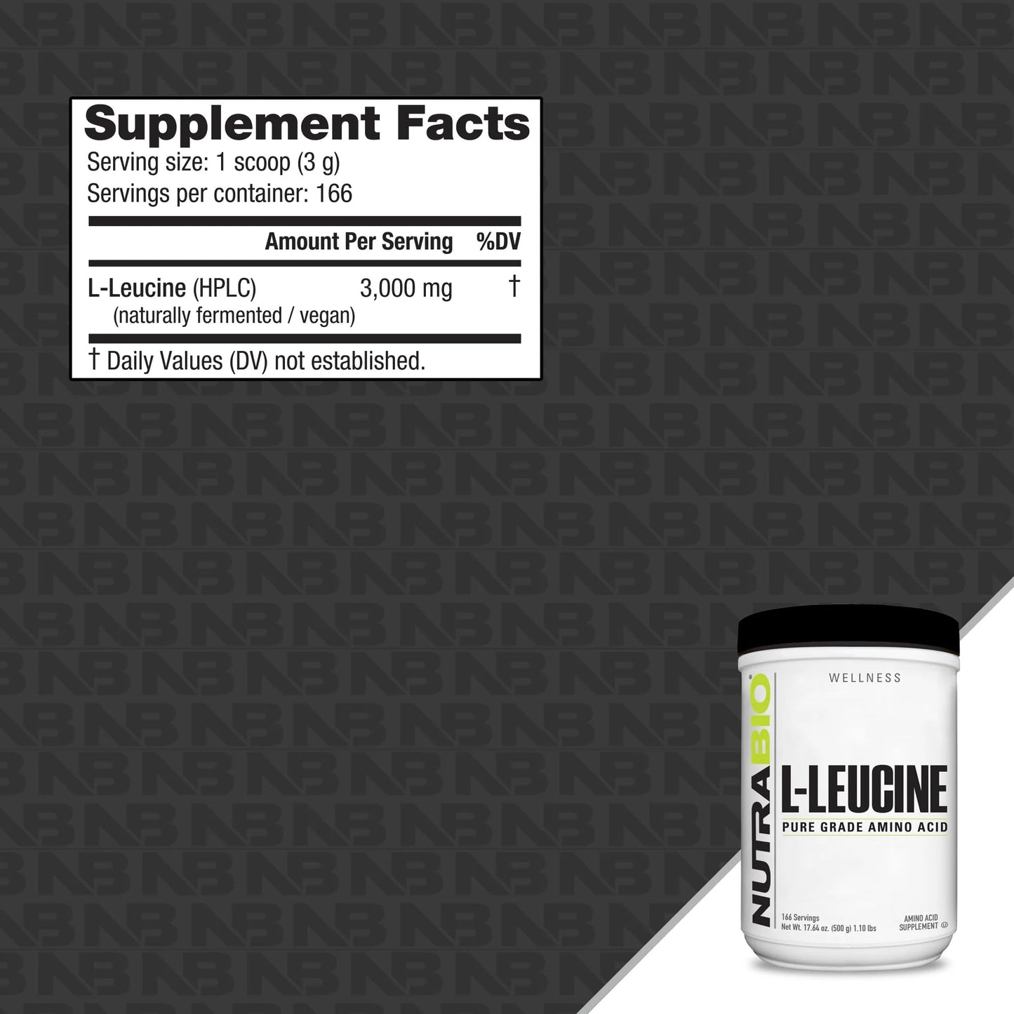 NutraBio 100% Pure L-Leucine Powder 17.64 oz