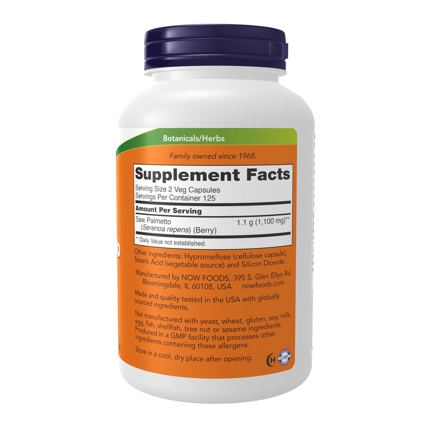 NOW Foods Saw Palmetto Berries (Serenoa repens) 550 mg Capsule, 250 Veg Capsules