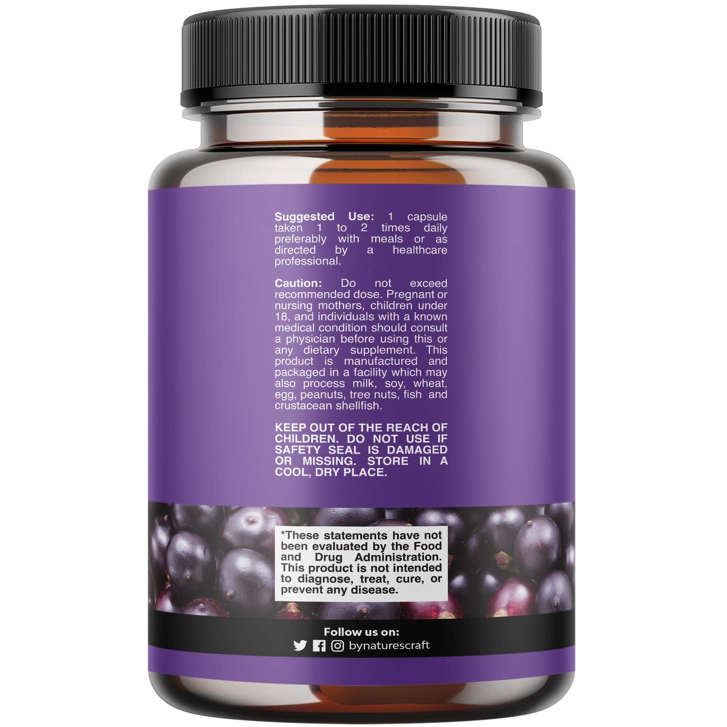Natures Craft Acai Berry Supplement for Energy & Weight Goals Capsule, 60 Count