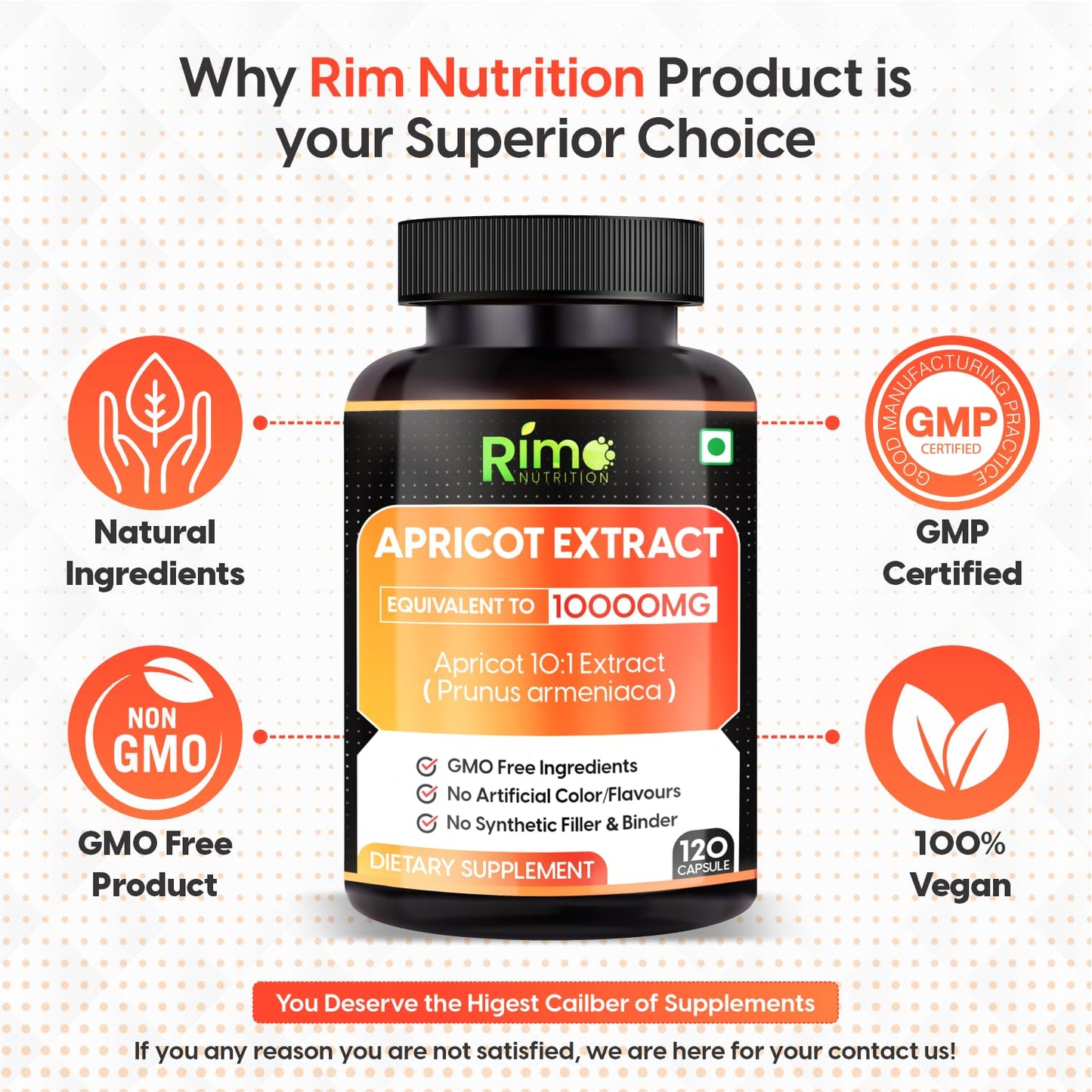Rimo Nutrition Apricot Capsules, 120 Count