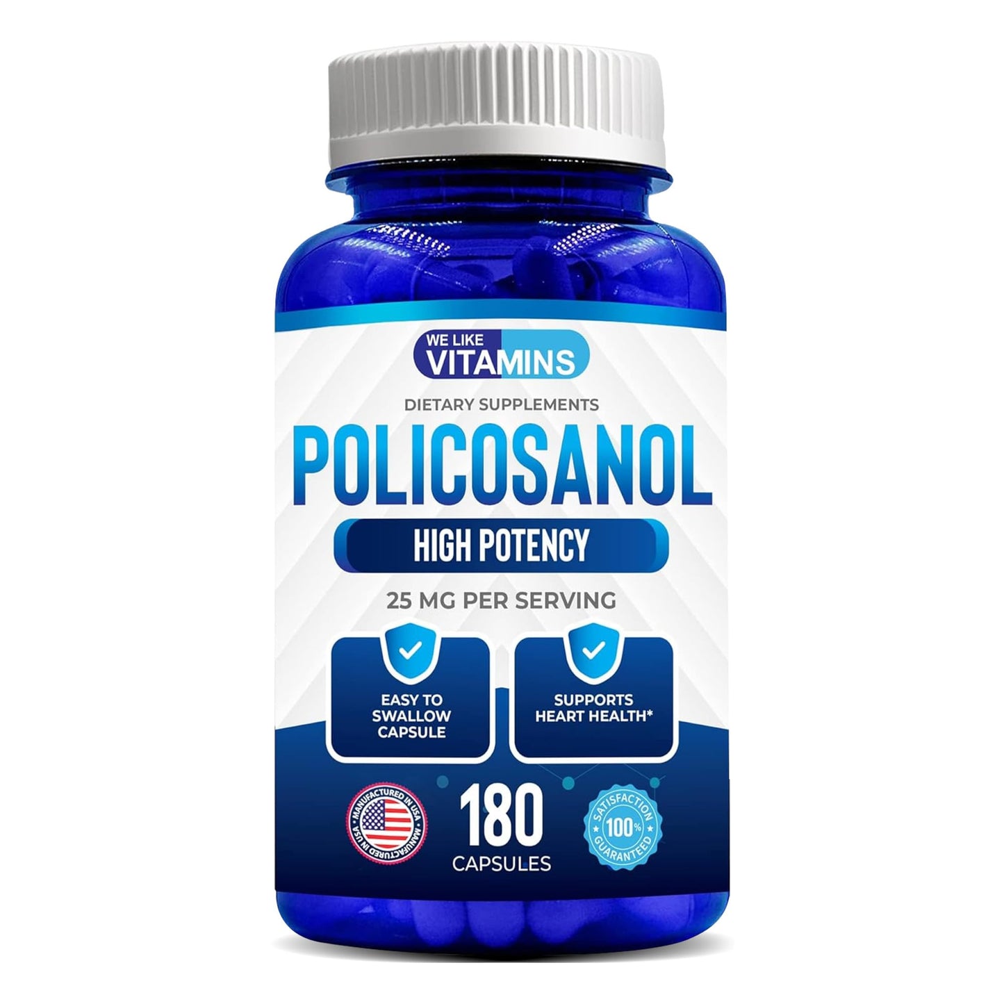 We Like Vitamins Policosanol 25mg Capsules 180 Count