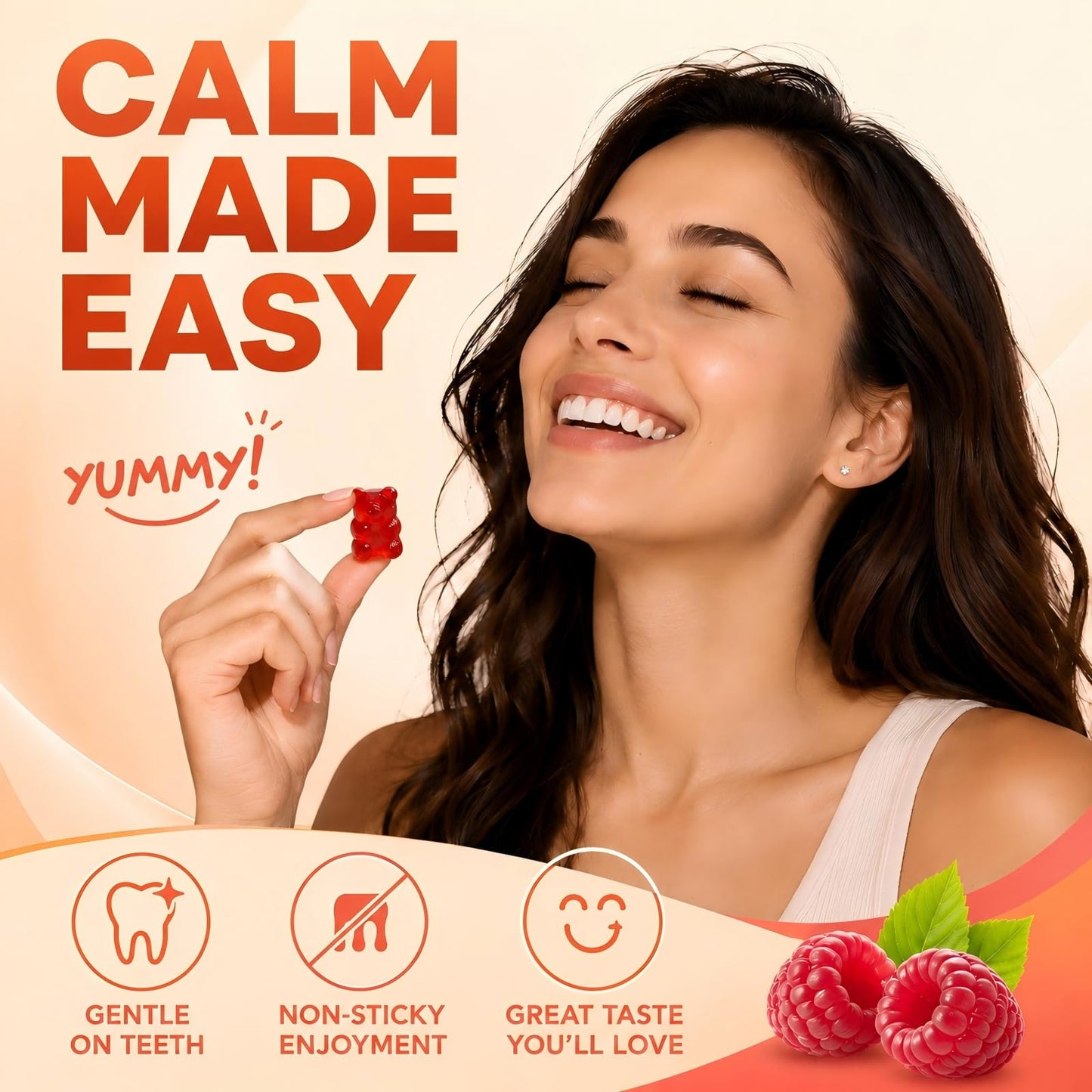 RUNUAN 800mg Magnesium Complex Gummies with Magnesium Malate Taurate L-Theanine D3, 60 Gummies