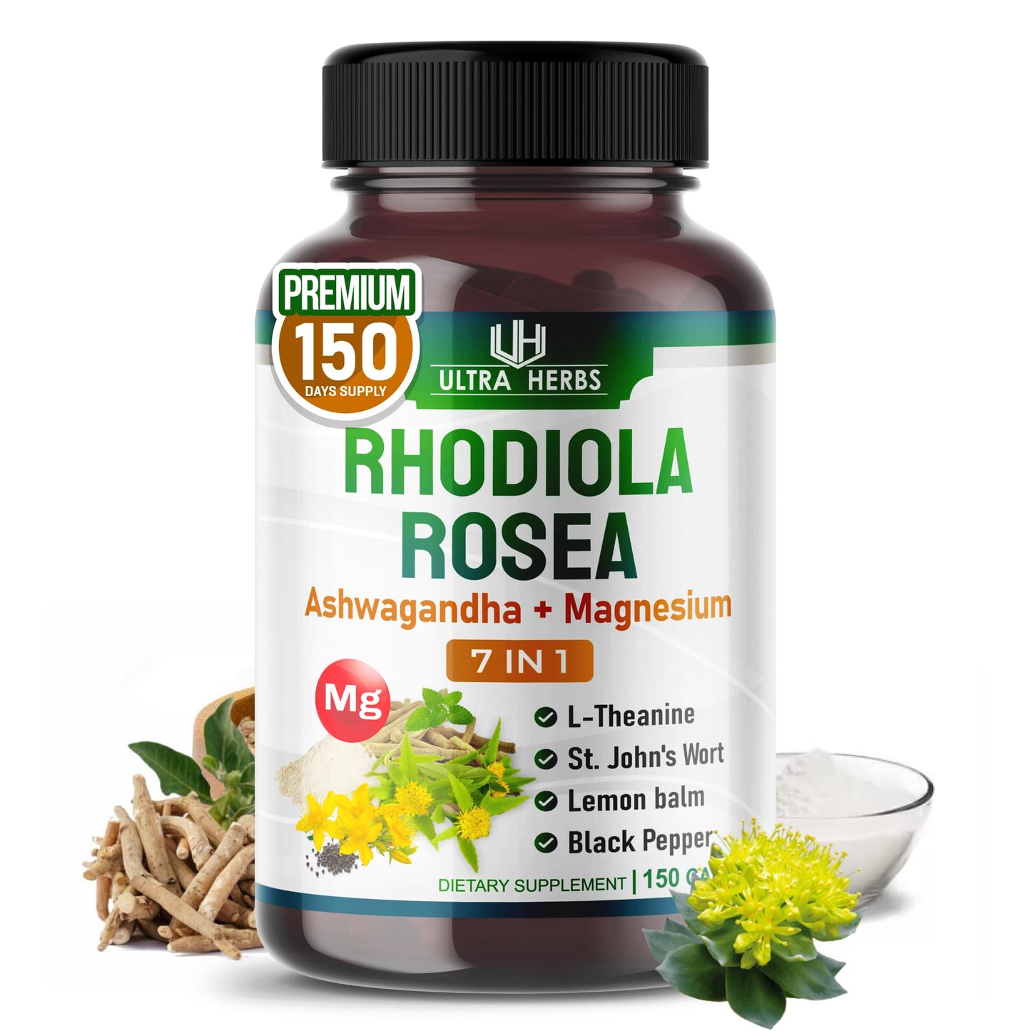 ULTRA HERBS Rhodiola Rosea Supplement Capsules, 150 Count