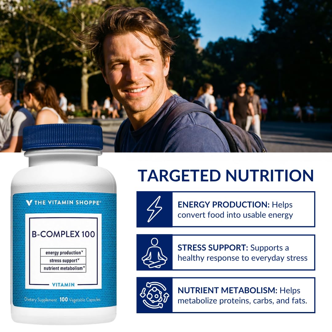 The Vitamin Shoppe B-Complex 100 - Complete B Vitamin Formula Vegetarian Capsules 1 Count