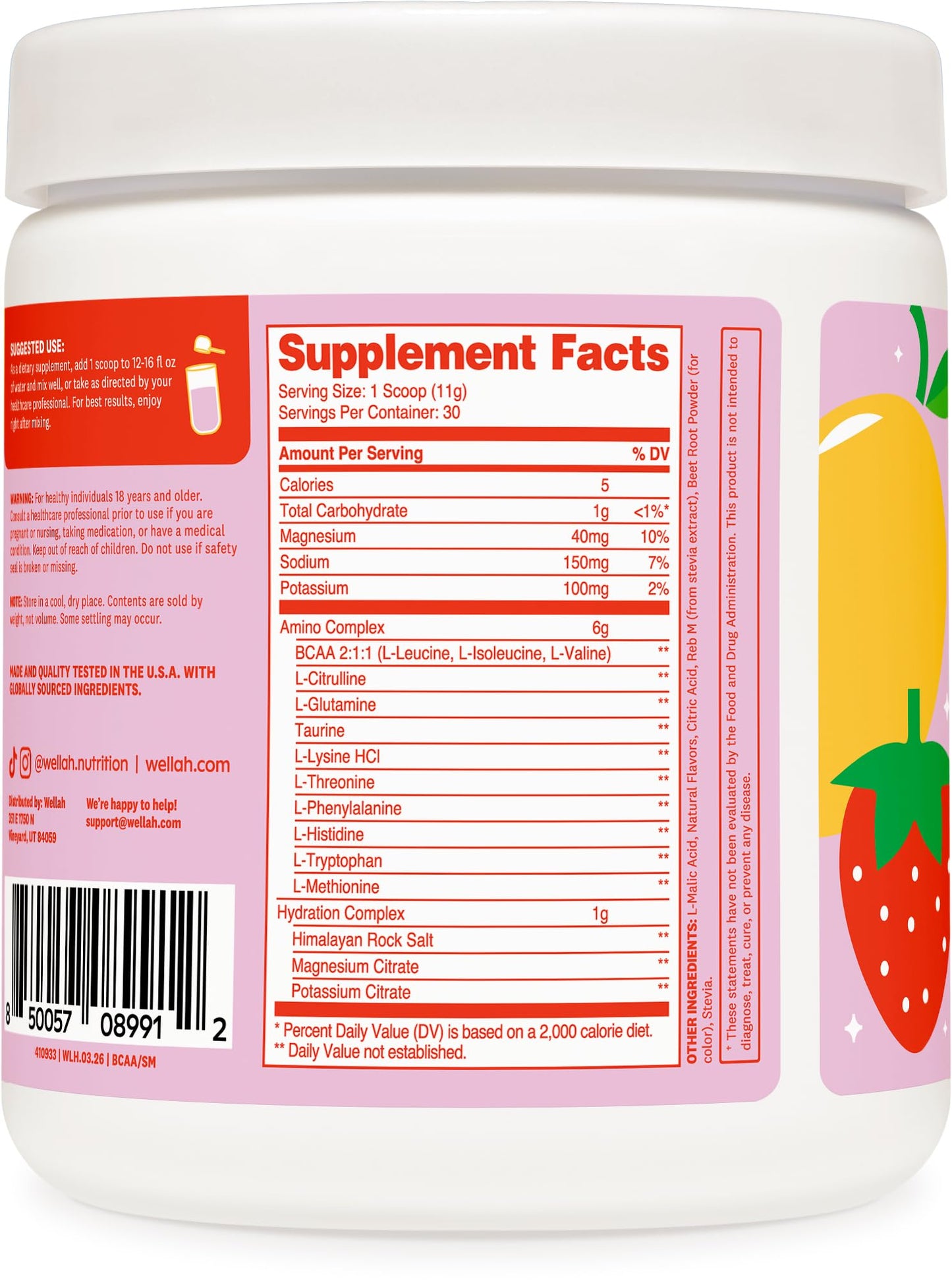 Wellah BCAAs Powder 11.4 Ounce