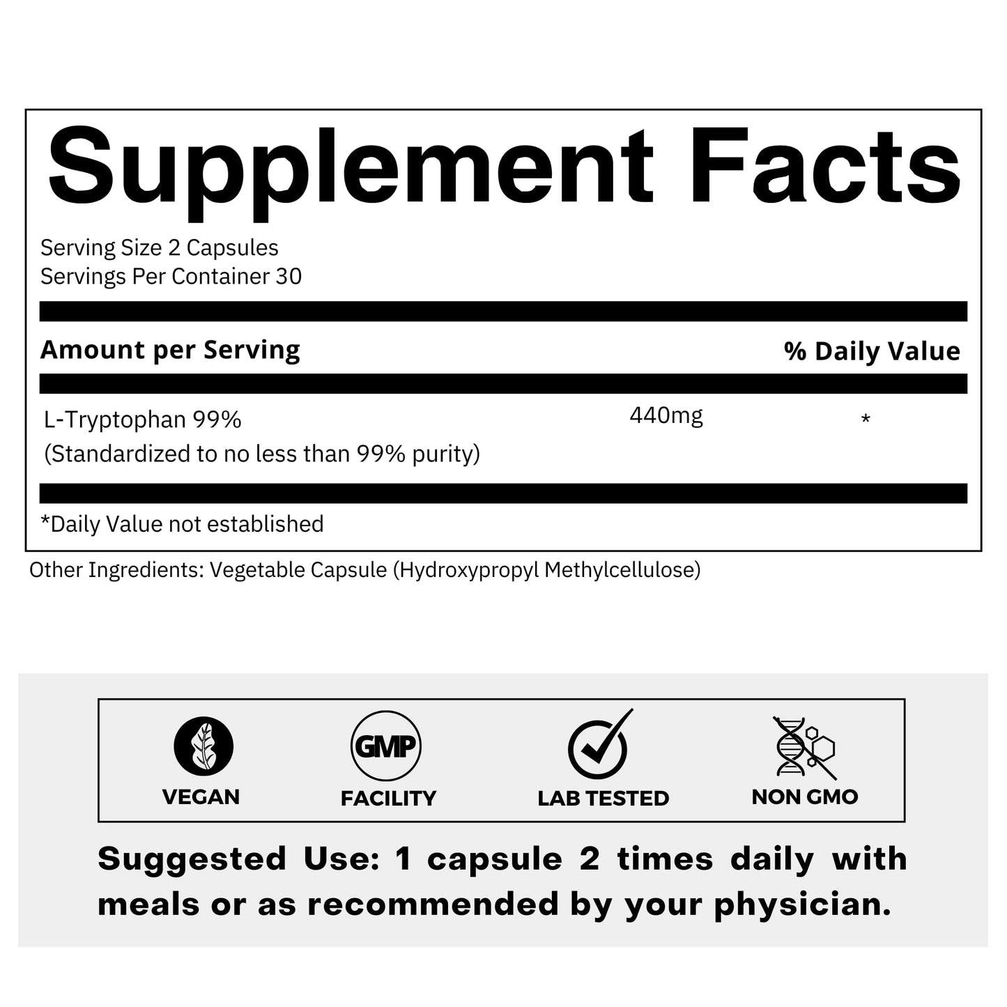 FOLIUS LABS Clean Label L-Tryptophan Supplement 220mg – Essential Amino Acid – Supports Restful Sleep and Relaxation – 60 Capsules