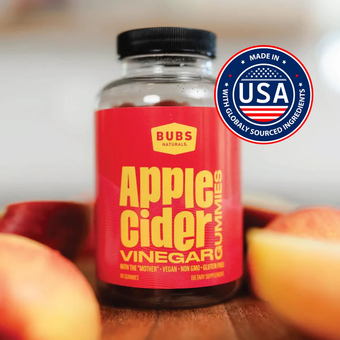 BUBS Naturals Apple Cider Vinegar Gummies with The Mother, 60 Count