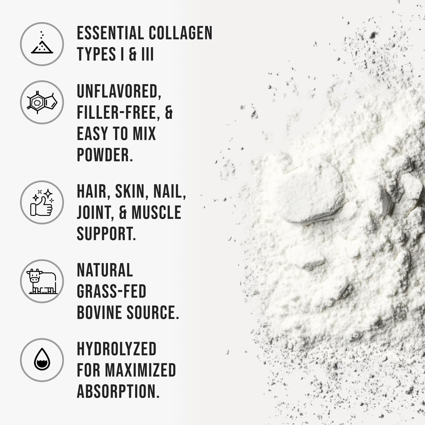 WHYZ Bovine Collagen Peptides Powder Hydrolyzed Type I & III, 19.2 oz