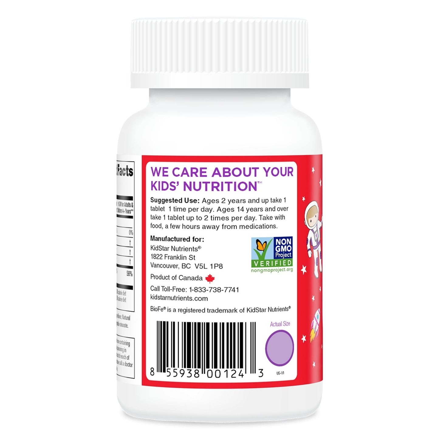 KidStar Nutrients BioFe Pure Iron Chewable Tablets, 60 Tablets