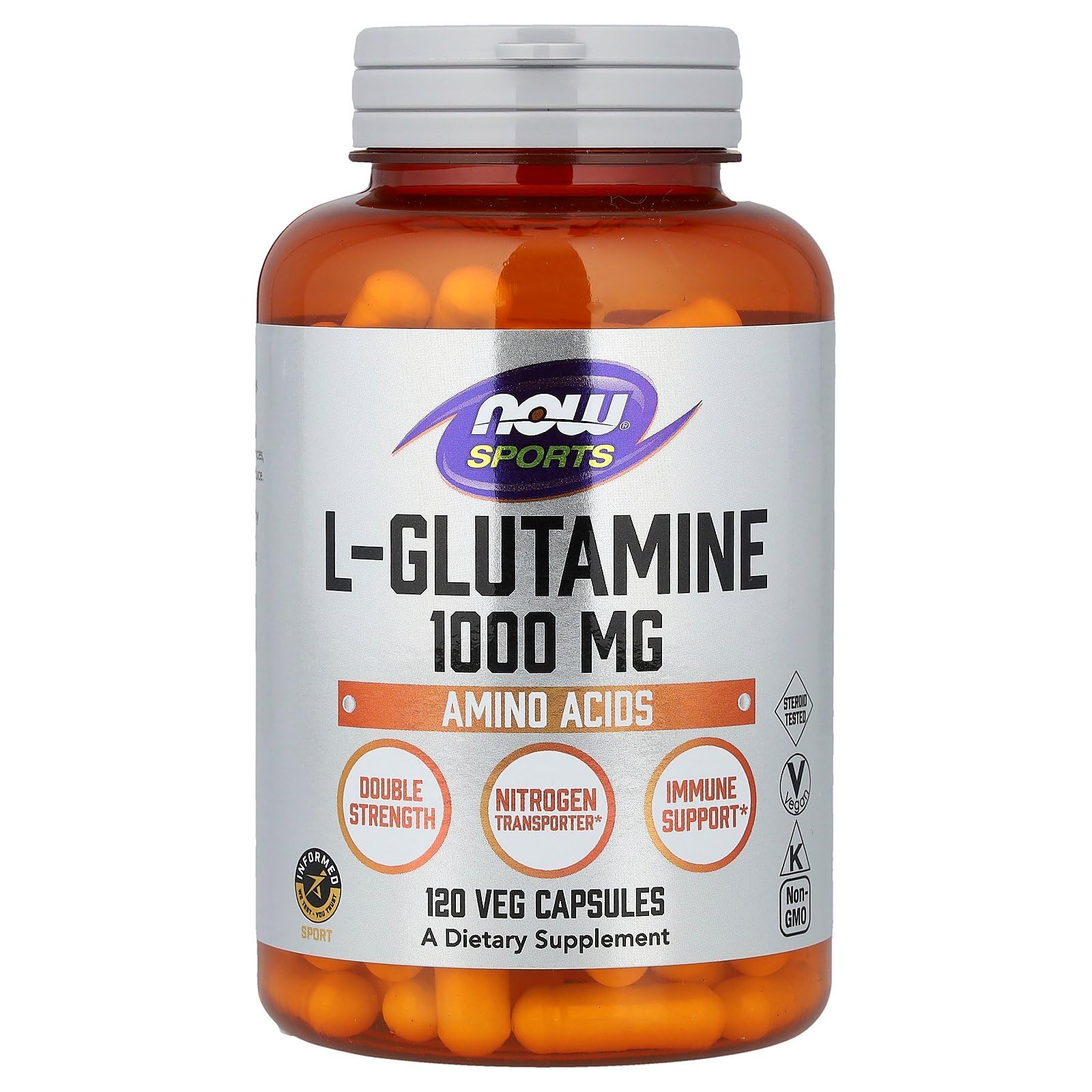 NOW Foods L-Glutamine 1000 mg Capsule, 120 Veg Capsules
