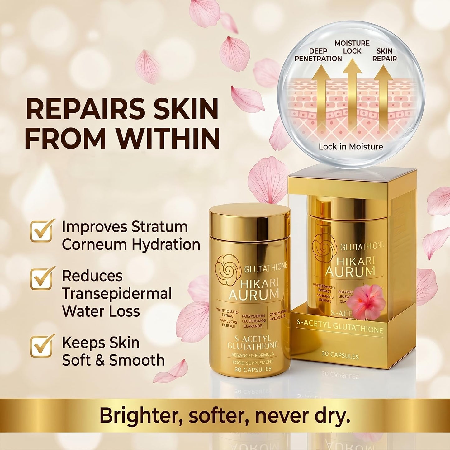 Hikari Aurum Glutathione Capsule, 30 Capsules