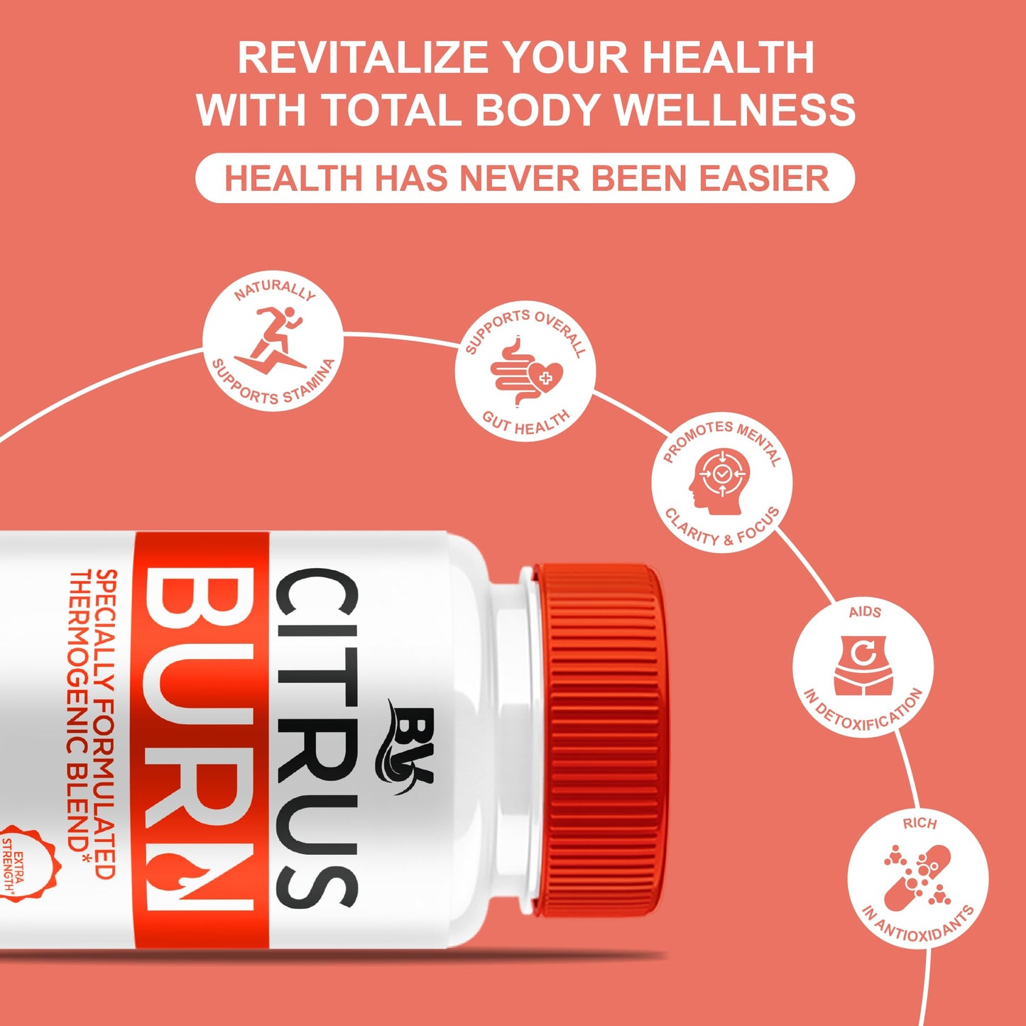 BLUE VIBE Citrus Burn Maximum Strength Supplement Capsules, 60 Count