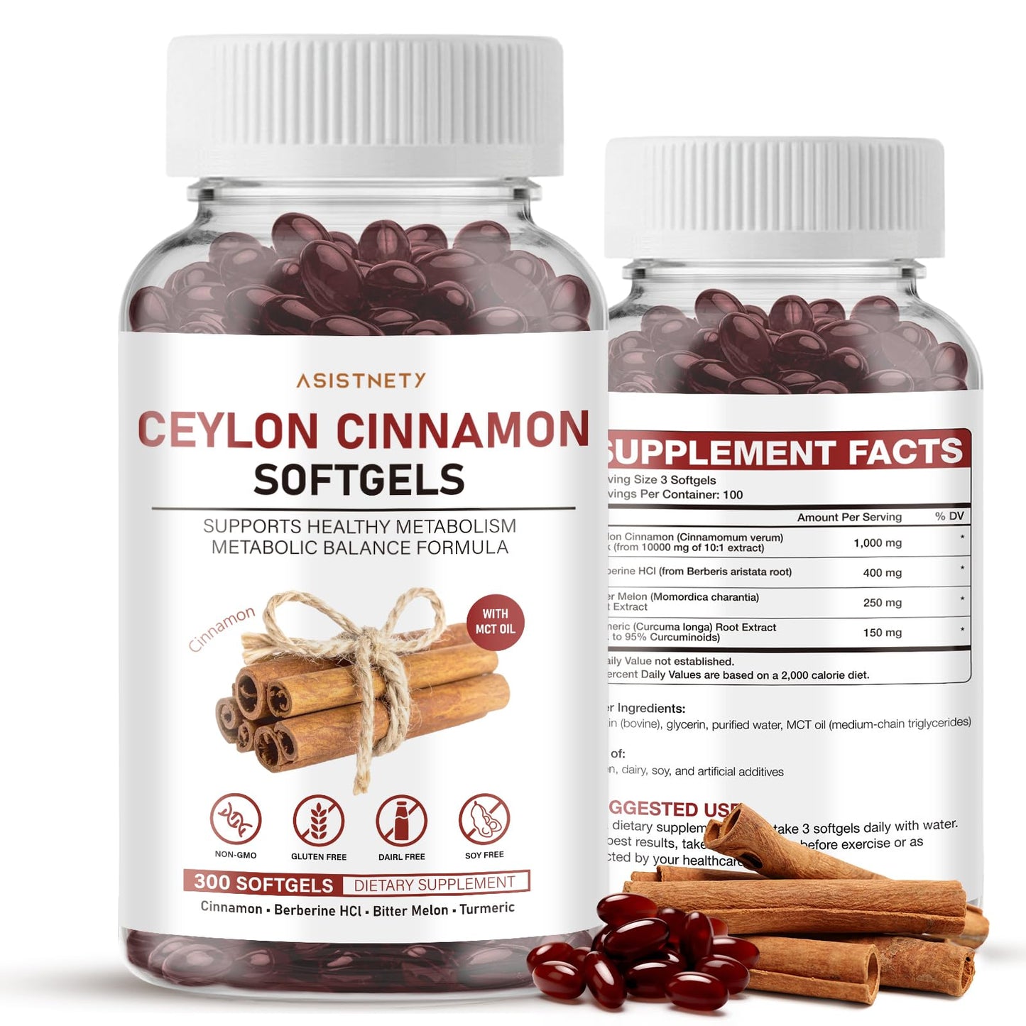 ASISTNETY Ceylon Cinnamon Softgels 300