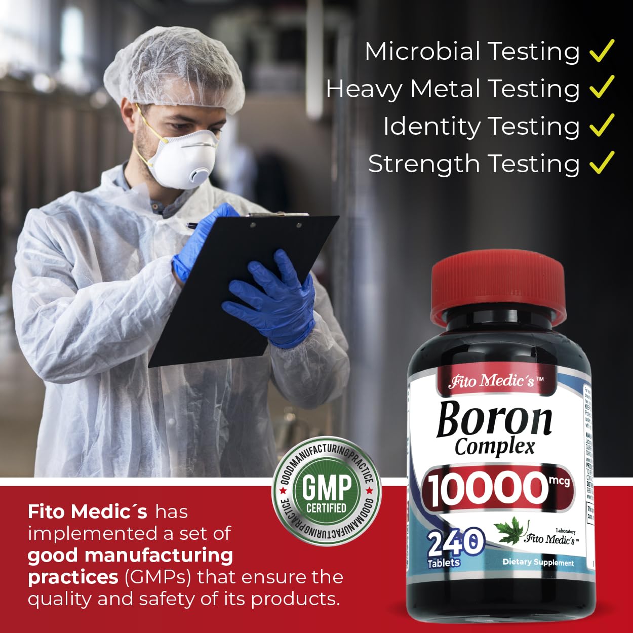 FITO MEDIC'S Boron 10 mg Tablets for Men, 480 count