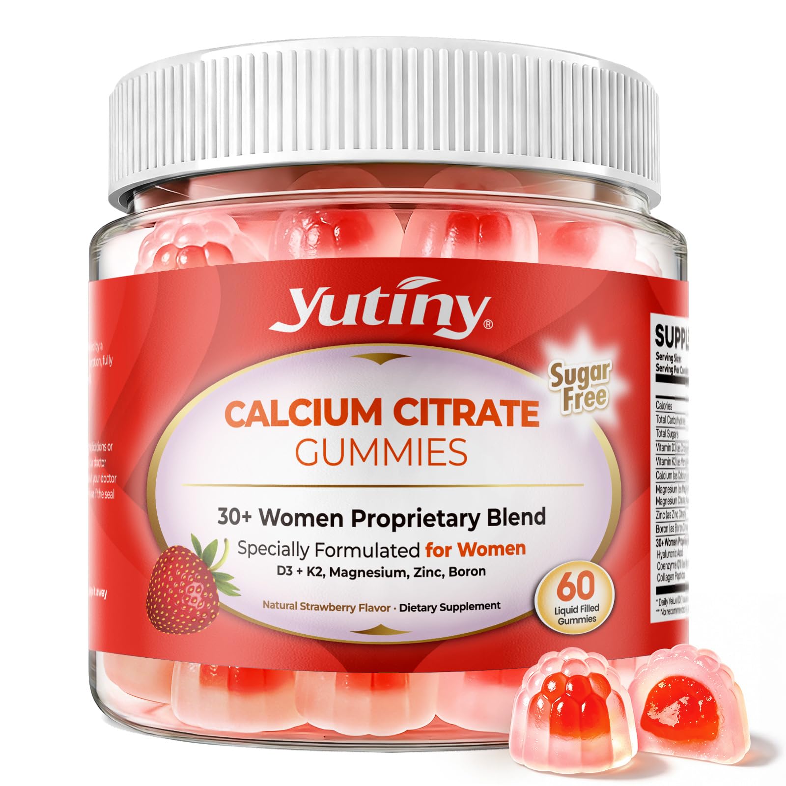 Yutiny Calcium Supplement for Women Gummies 1200 mg, 60 Count