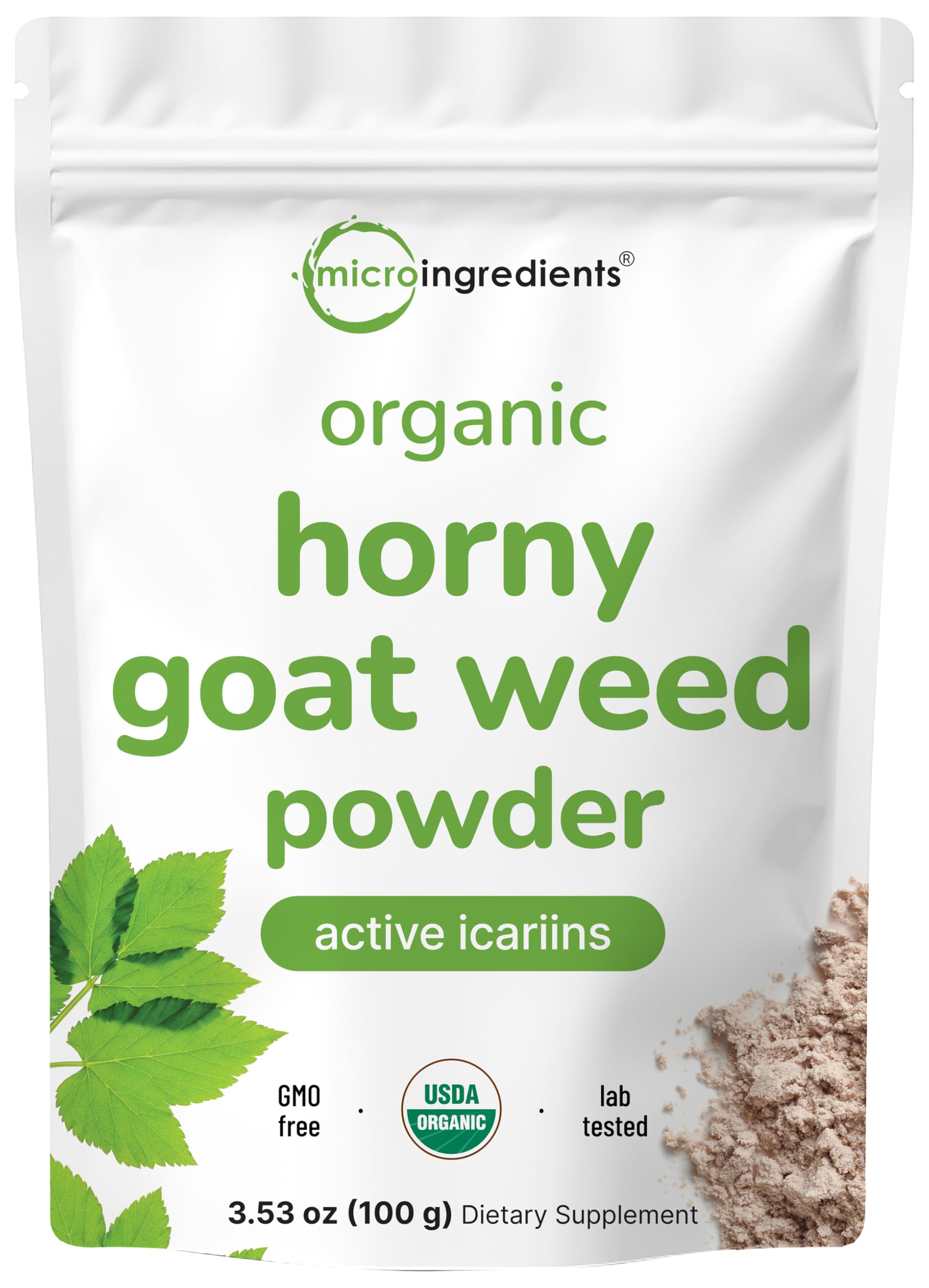 Micro Ingredients Organic Horny Goat Weed Powder, 3.53 Ounce