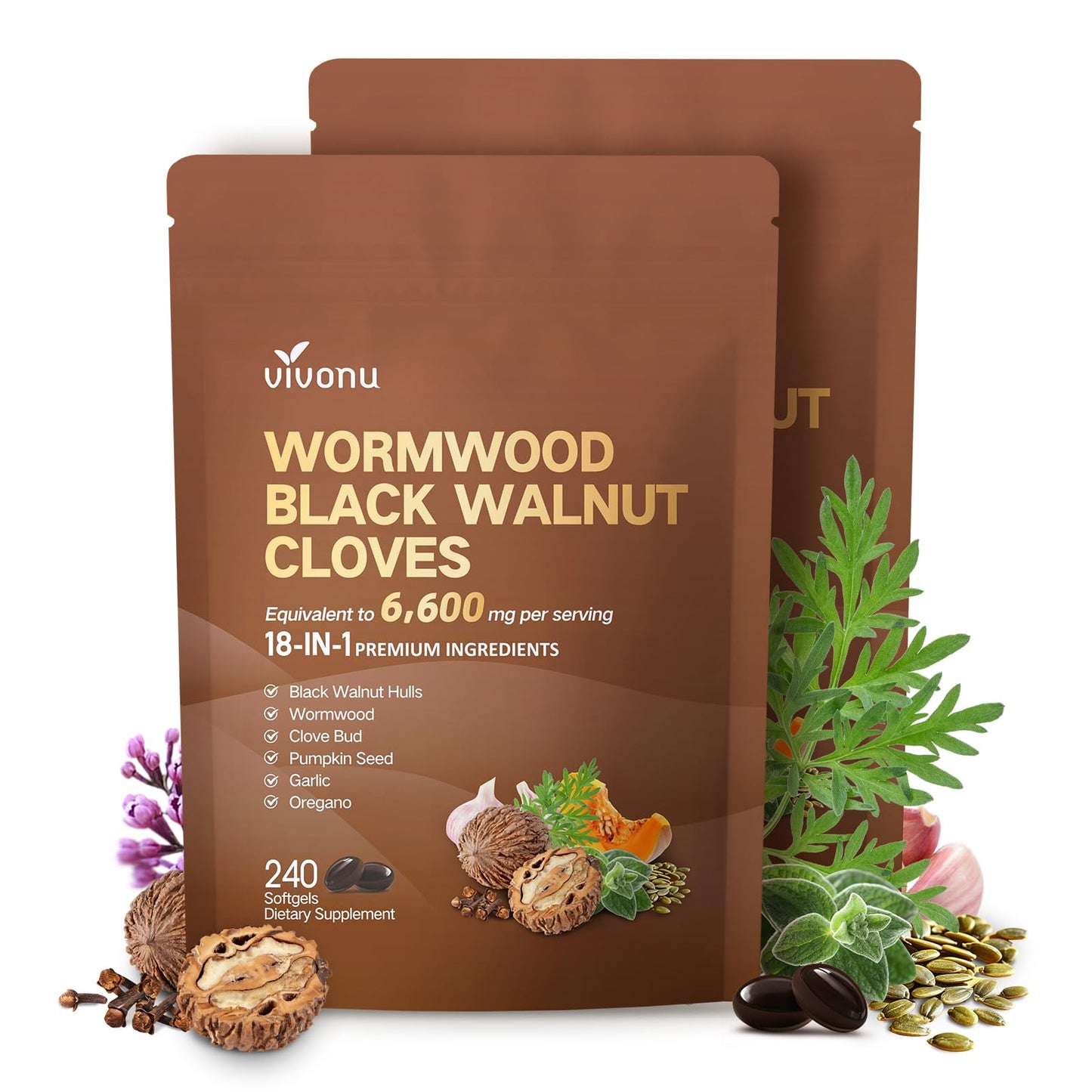 VivoNu Black Walnut Wormwood Clove Softgel, 1 Count
