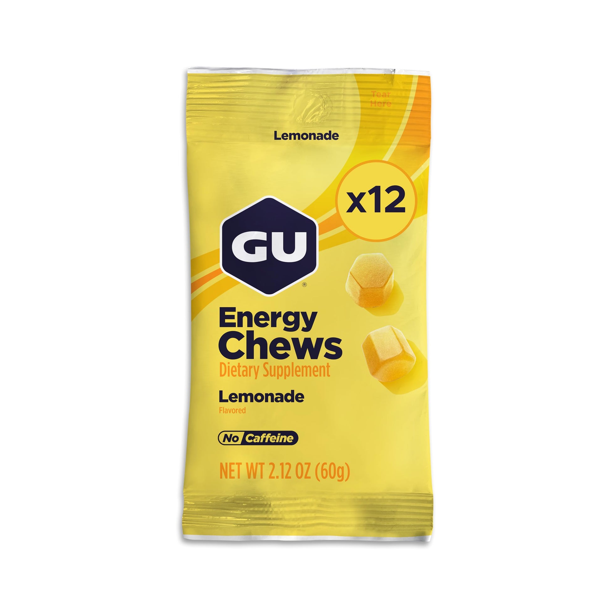 GU Energy Chews Gummy Lemonade, 12 Bags