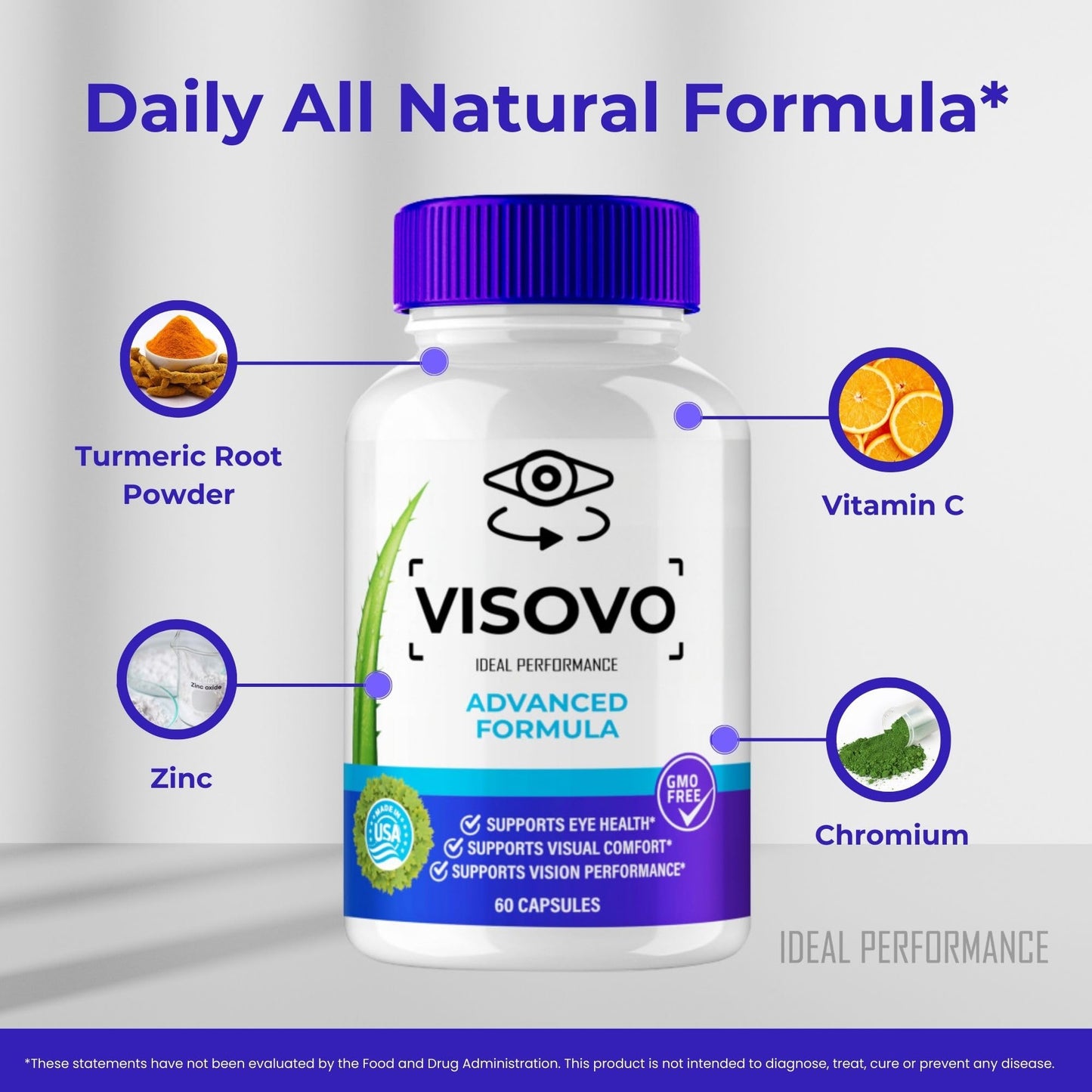IDEAL PERFORMANCE Visovo Eye Health Supplement Capsules, 180 Capsules