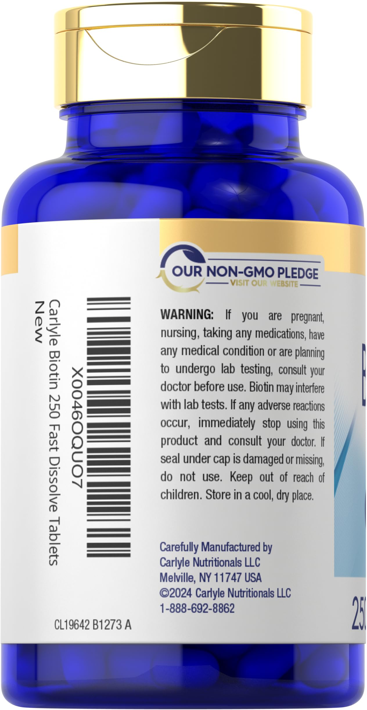 Carlyle Biotin 5000mcg Fast Dissolve Tablets, 250 Count