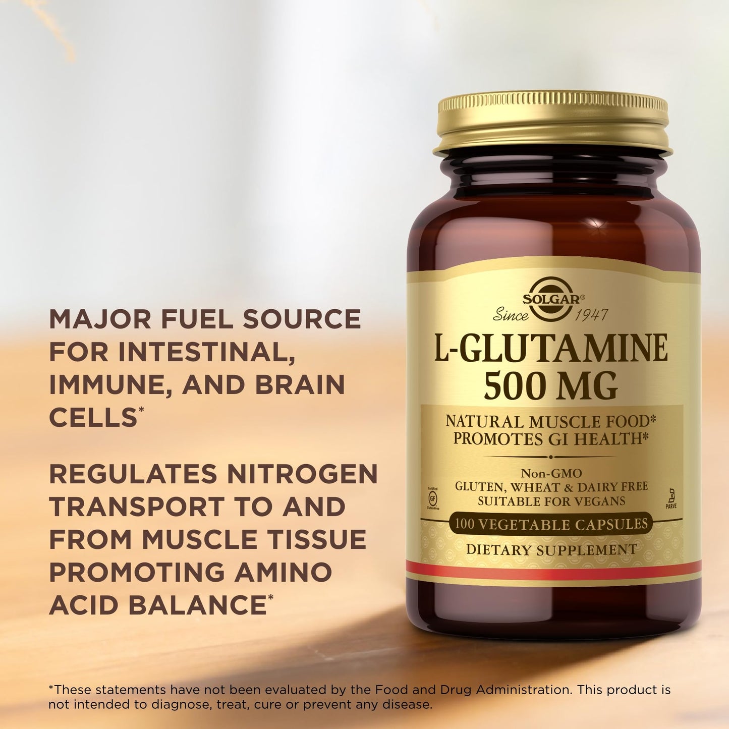 Solgar L-Glutamine 500 mg Capsules 100 Count