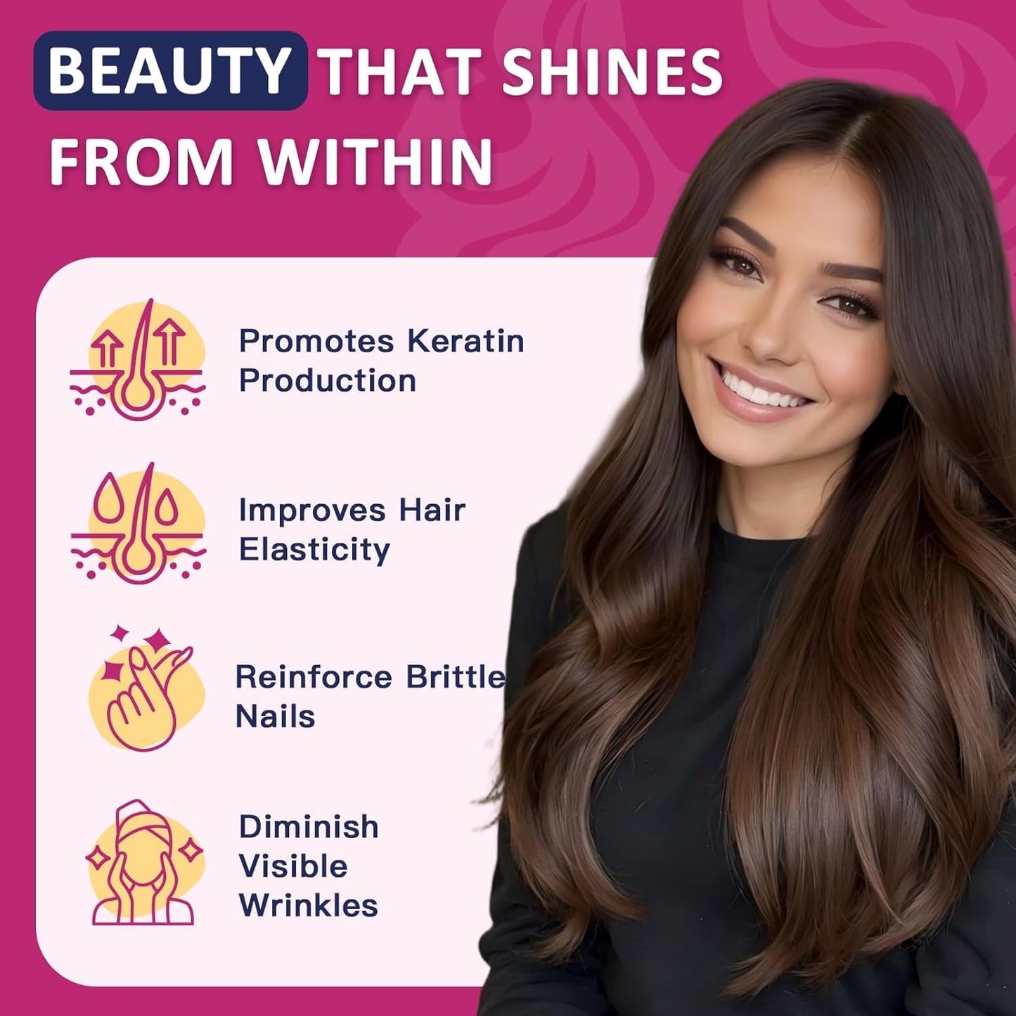 ZEBORA Biotin Gummies with Hyaluronic Acid, Keratin and Collagen – Extra Strength Hair Skin and Nails Vitamins for Women and Men, 90 Gummies