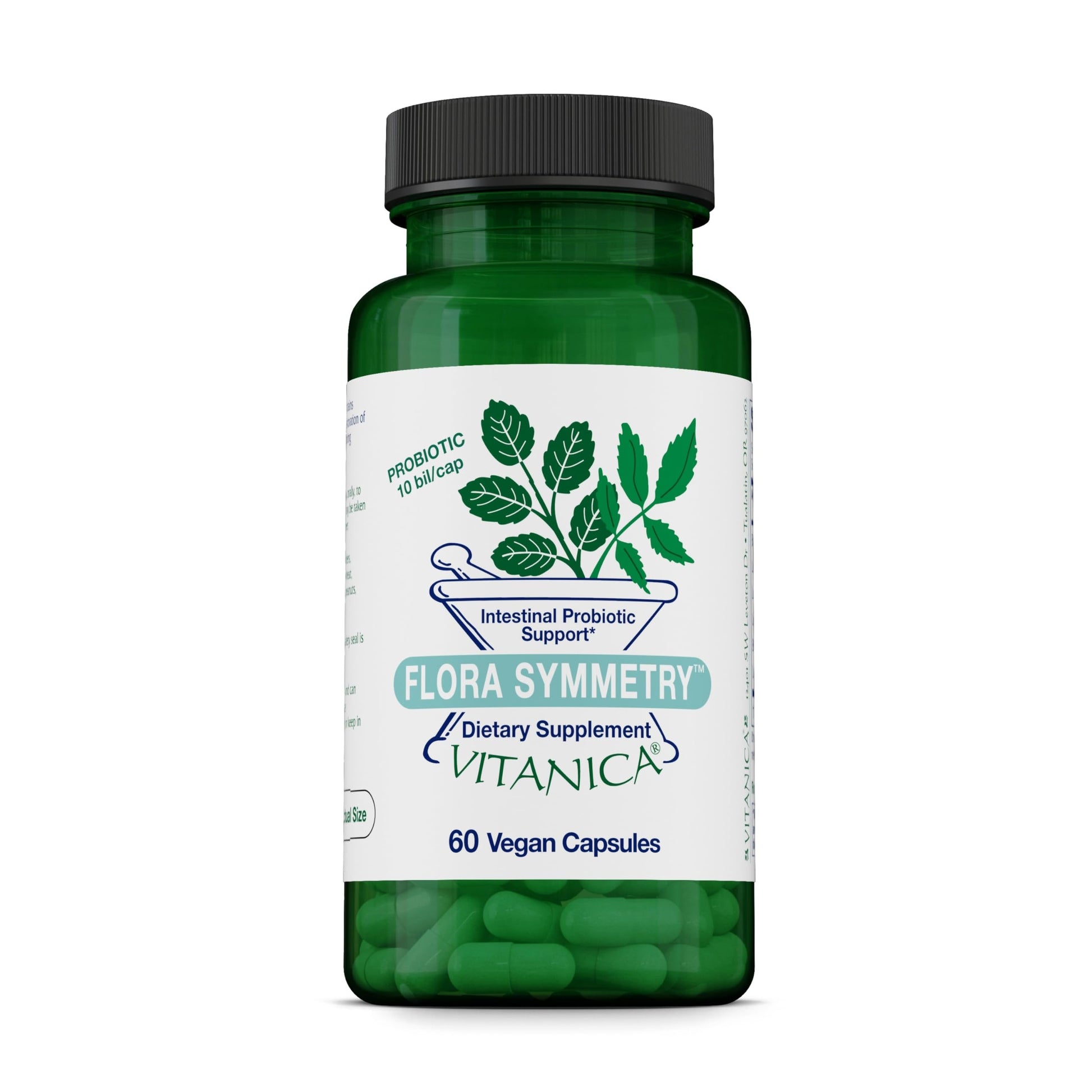Vitanica Flora Symmetry Intestinal Probiotic Supplement with Lactobacillus & Bifidobacteria - Vegan - 60 Capsules
