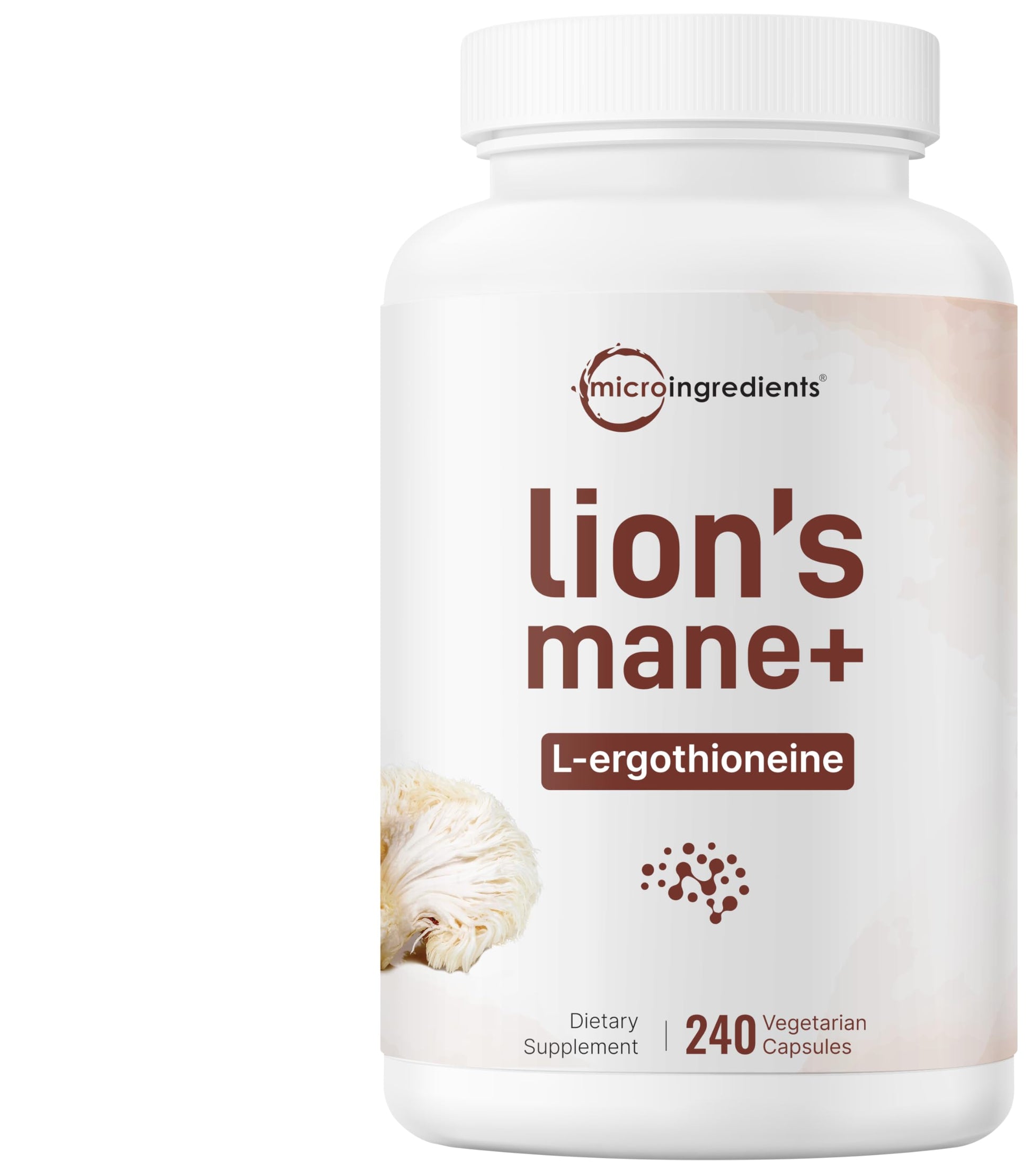 Micro Ingredients Lion’s Mane Mushroom Extract with L-Ergothioneine, 240 Capsules