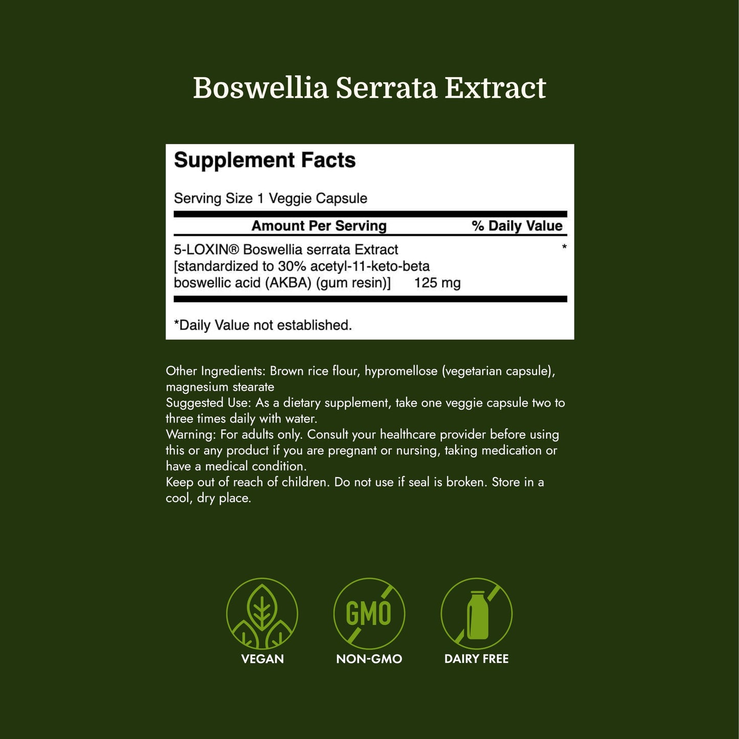 Swanson Boswellia Serrata Extract 125 mg Capsule, 180 Count