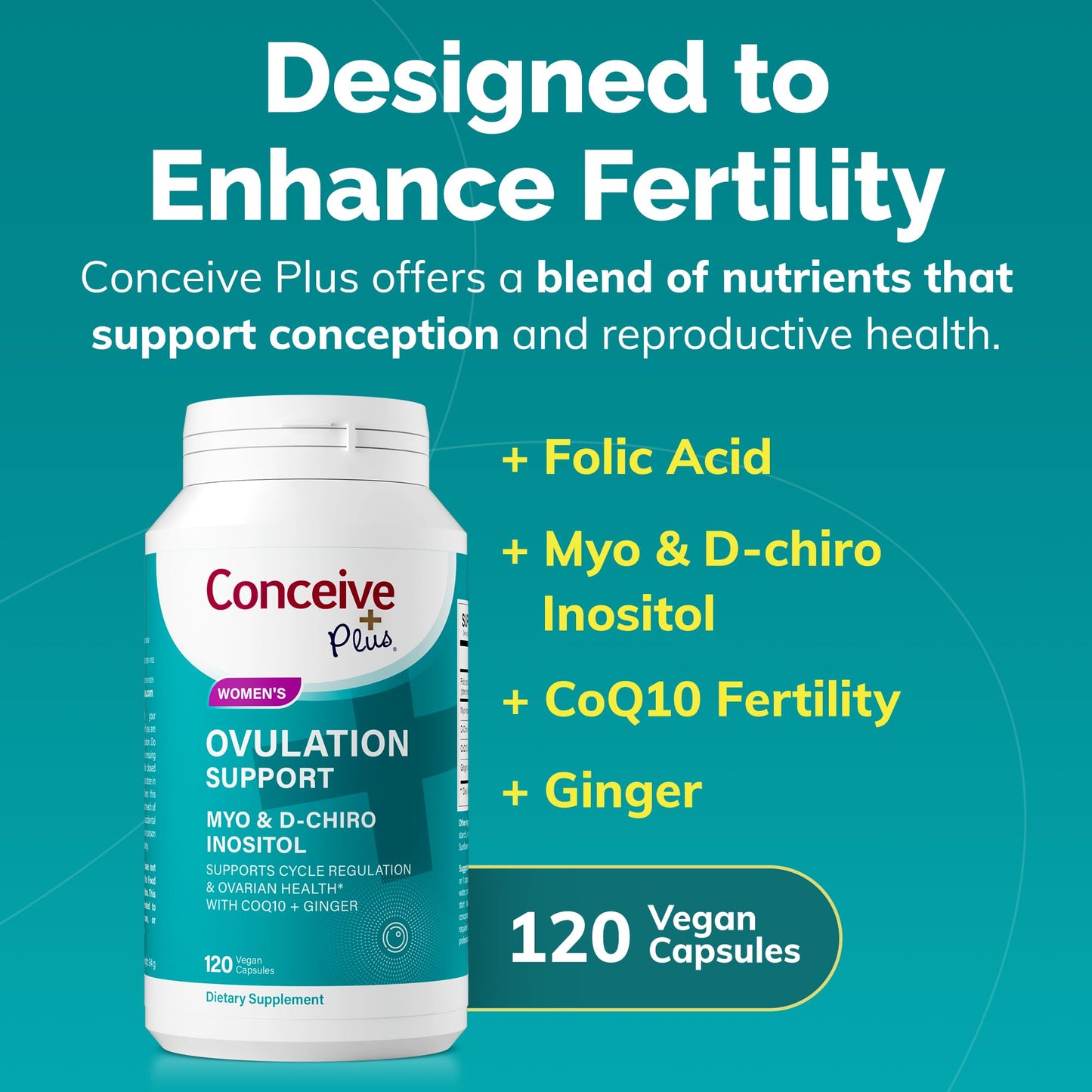 CONCEIVE PLUS Ovulation Support Myo-Inositol & D-Chiro Inositol Capsule, 120 Count
