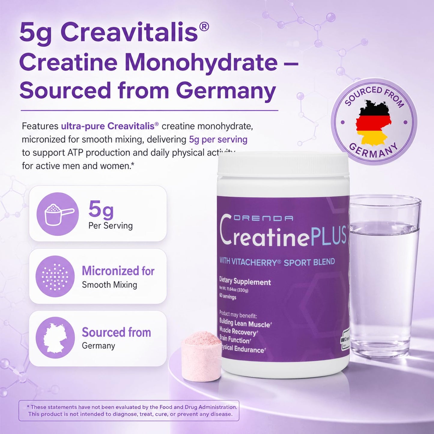 Orenda International CreatinePLUS Creavitalis Muscle, Brain & Recovery Powder, 11.6 oz