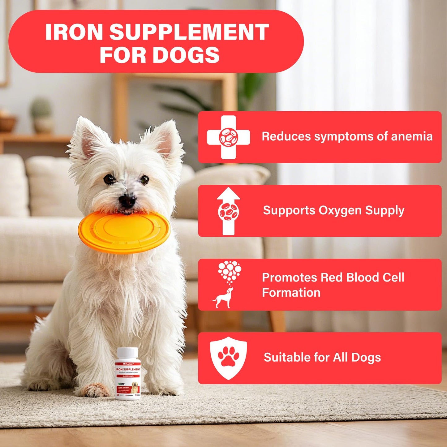 VivaElixir Iron Supplement for Dogs, 120 Tablets